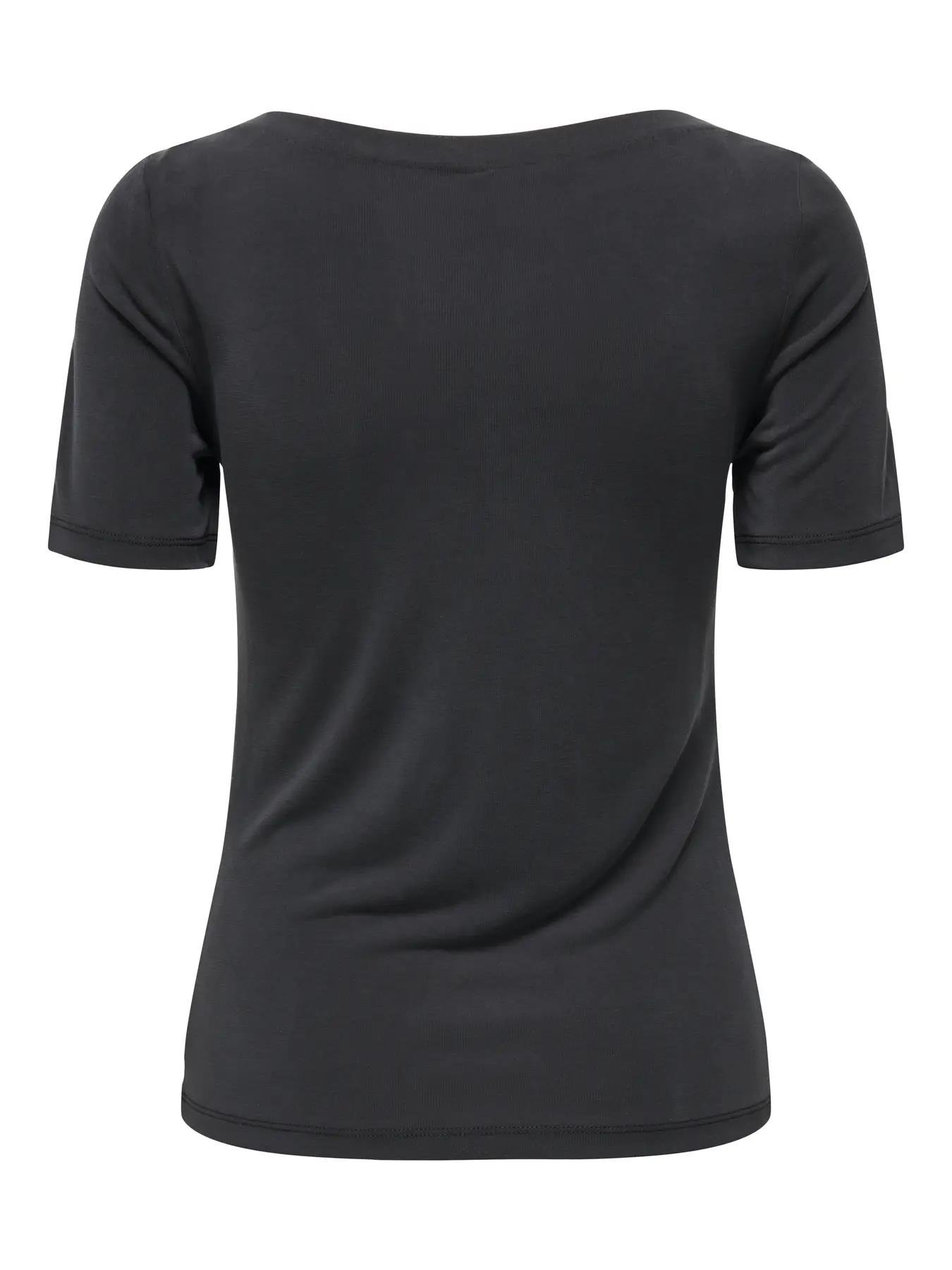 Only Kadın Kayık Yaka Siyah T-Shirt - 15367559 - Only - 15367559-1