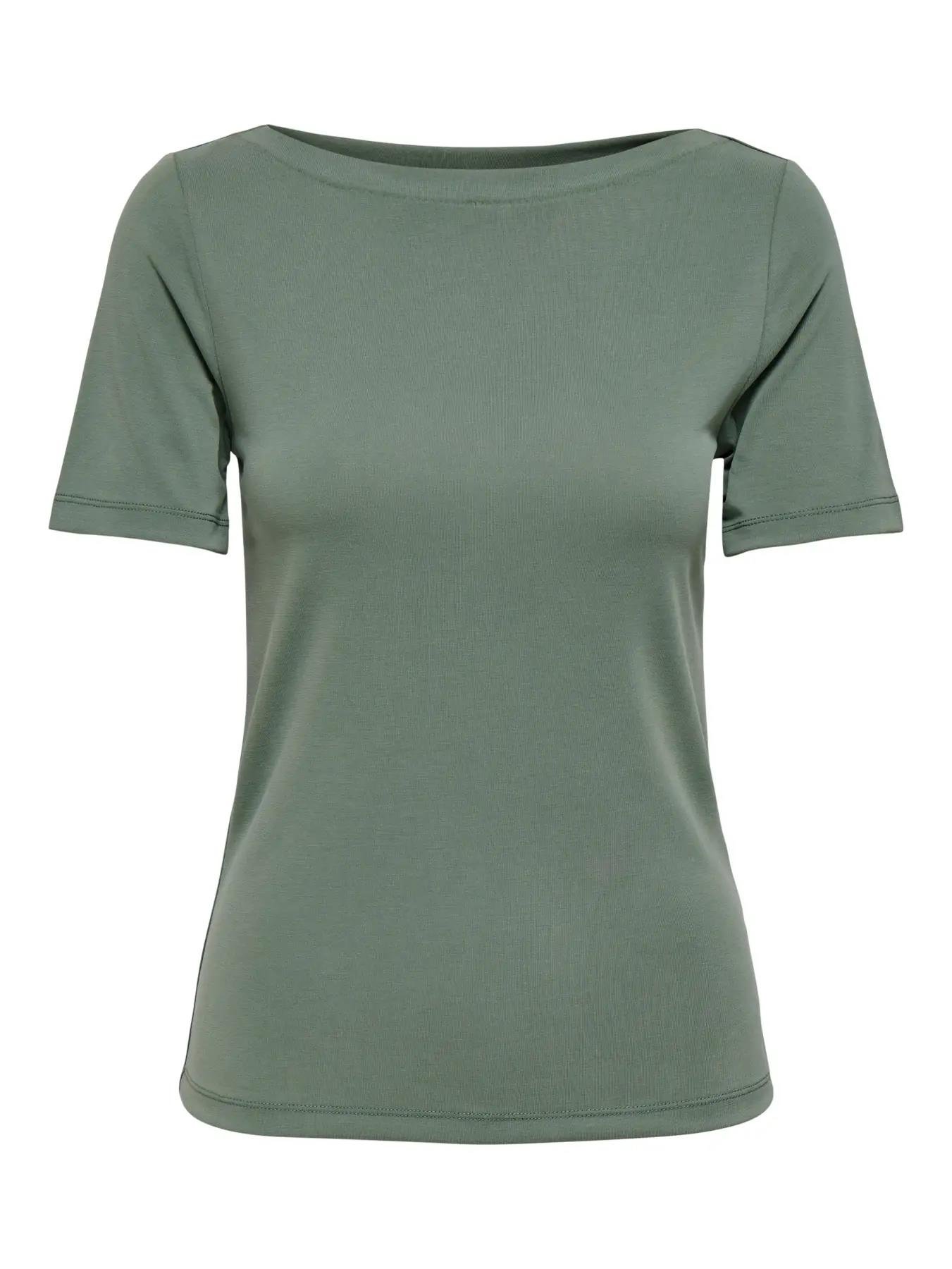 Only Kadın Kayık Yaka Yeşil T-Shirt - 15367559 - Only - 15367559