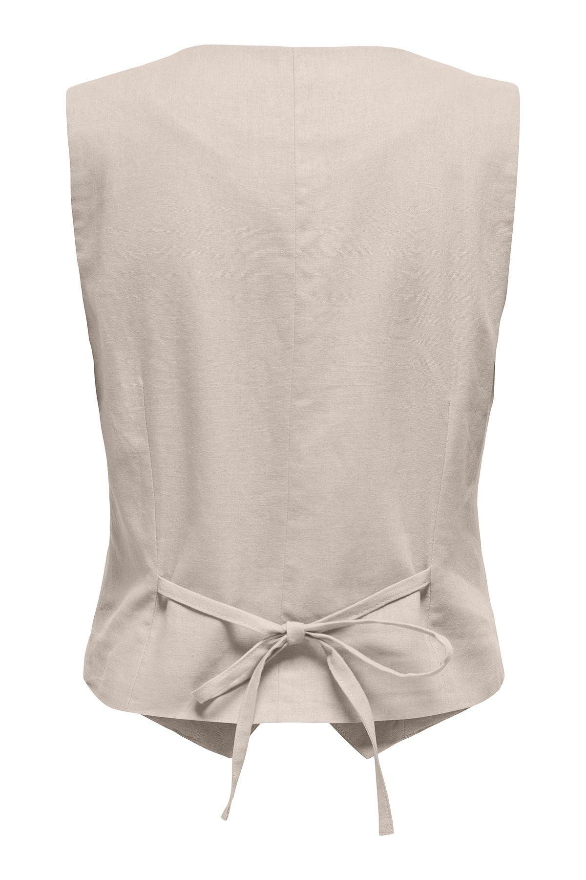 Only Kadın Keten Karışımlı Regular Fit V Yaka Yelek - 15338714 - Only - 15338714