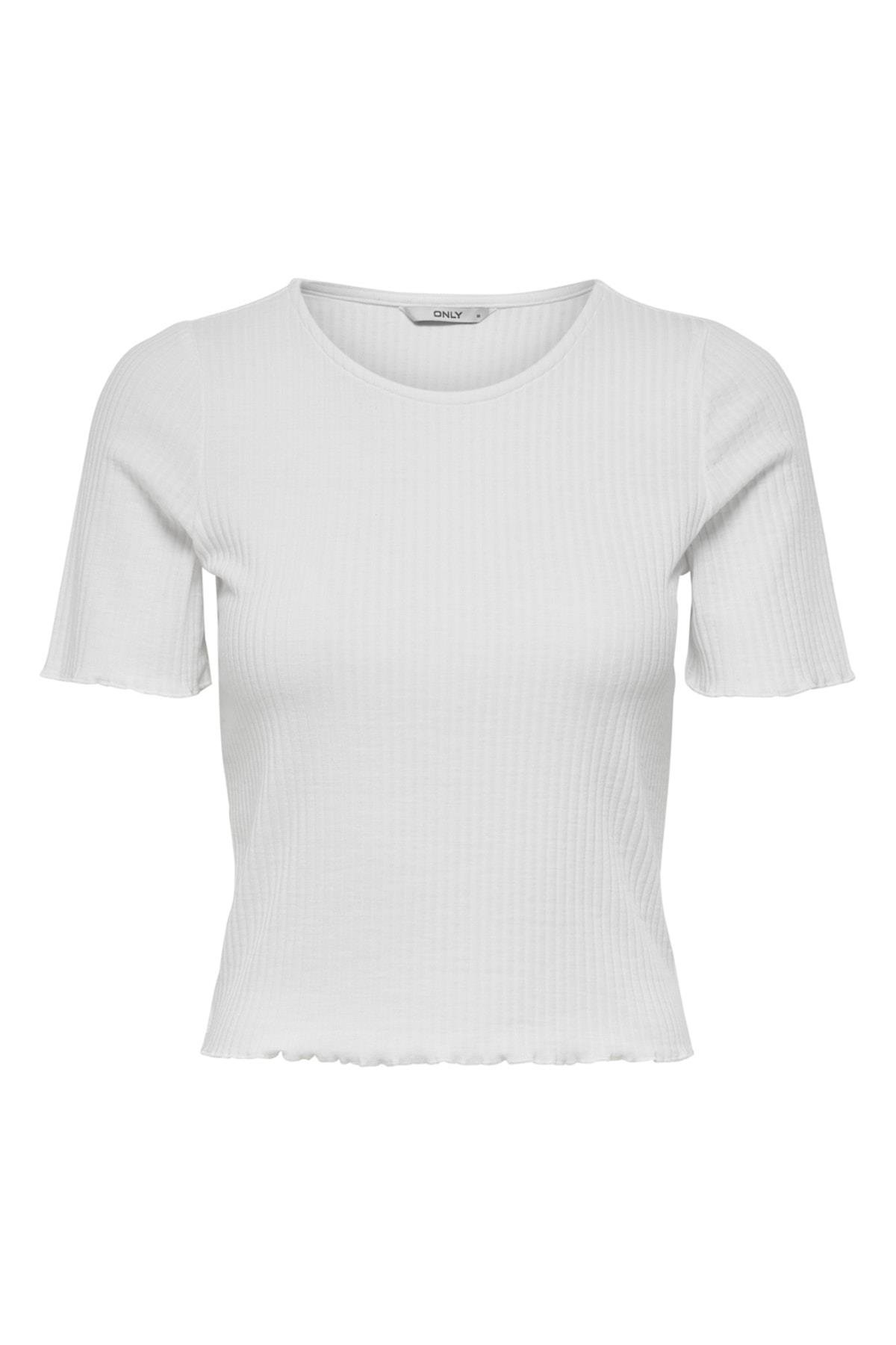 Only Kadın Kısa Kollu Fırfırlı Crop T-Shirt - 15201206 ONLEMMA - Only - 15201206