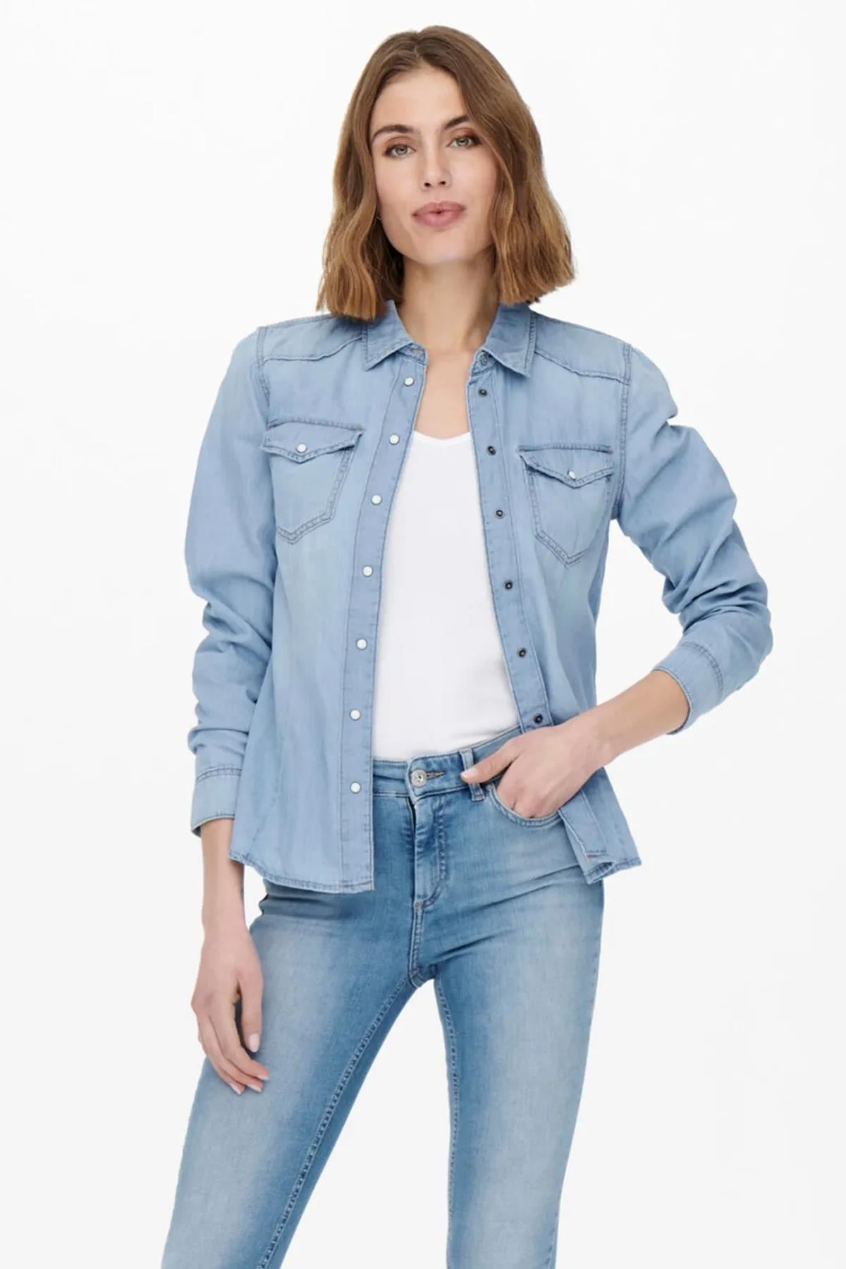 Only Kadın Kot Gömlek ONLROCK DNM SHIRT - 15236387 - Only - 15236387