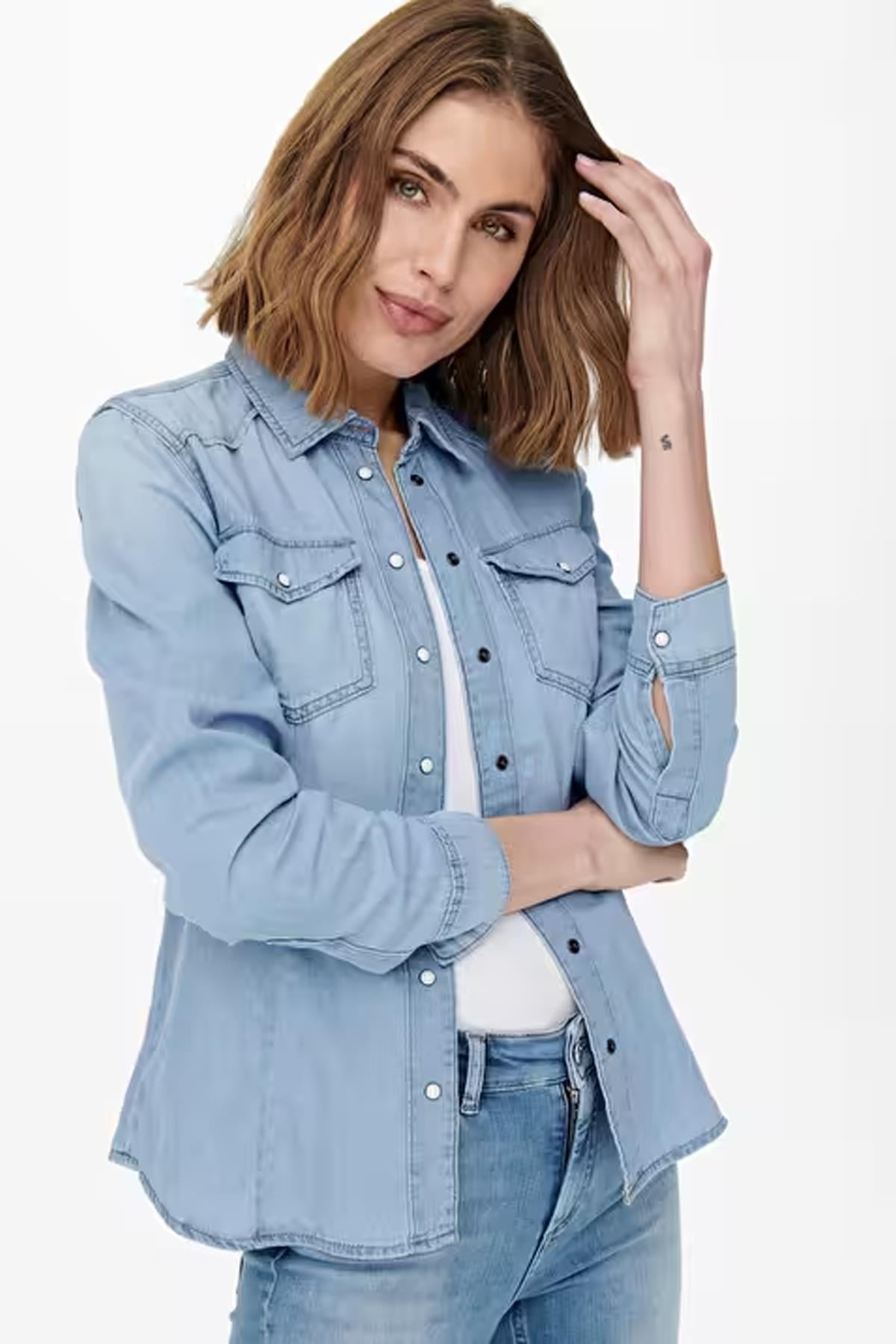 Only Kadın Kot Gömlek ONLROCK DNM SHIRT - 15236387 - Only - 15236387