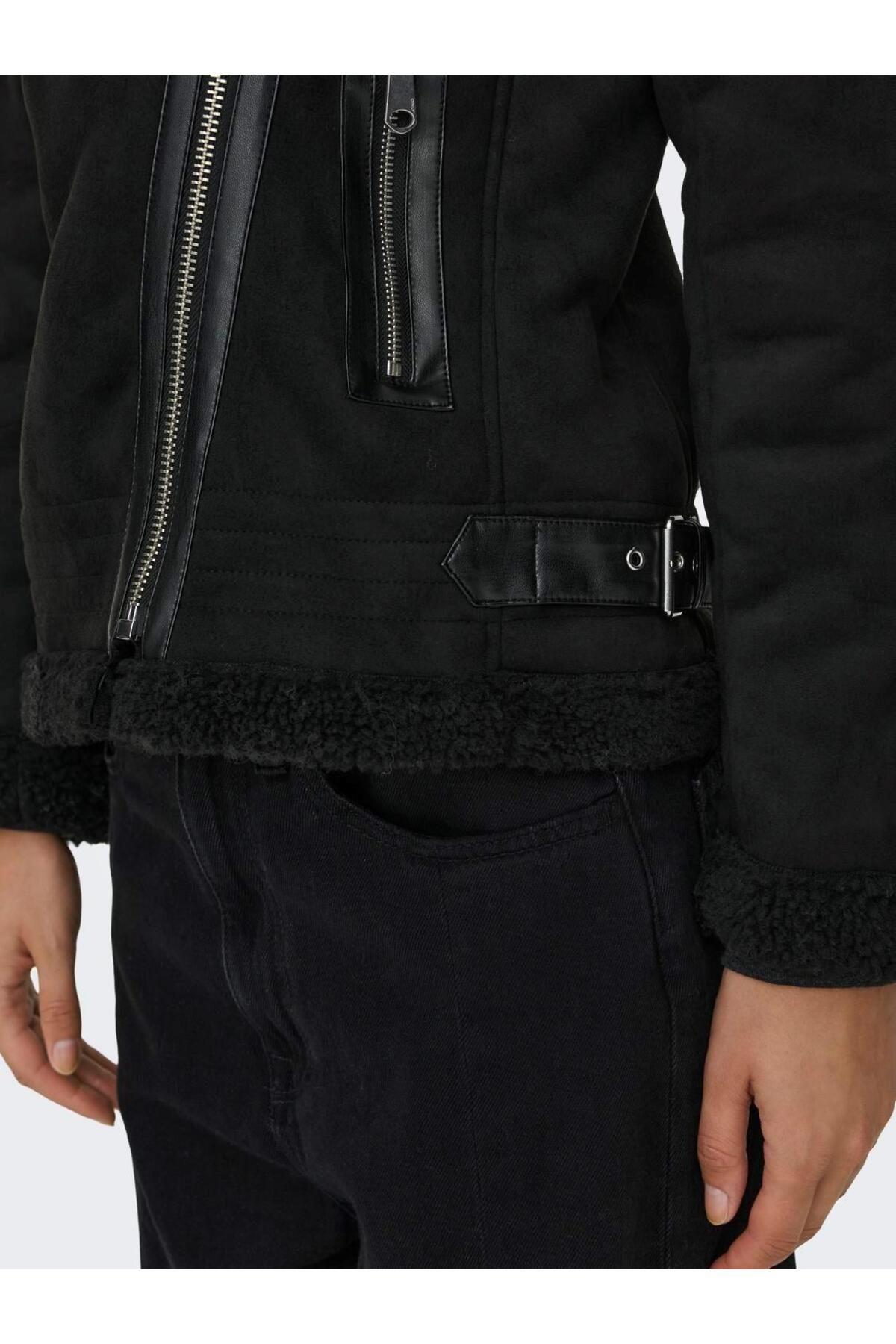 Only Kadın Kürklü Süet Deri Mont - 15304775 - Only - 15304775