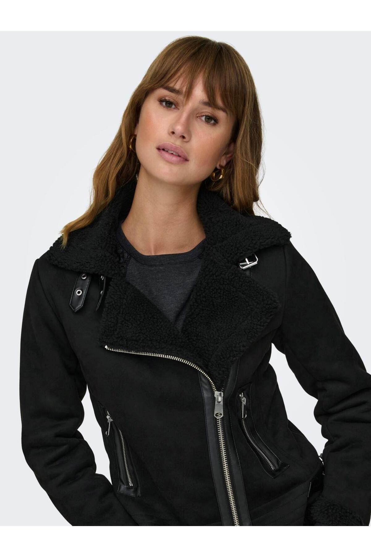 Only Kadın Kürklü Süet Deri Mont - 15304775 - Only - 15304775