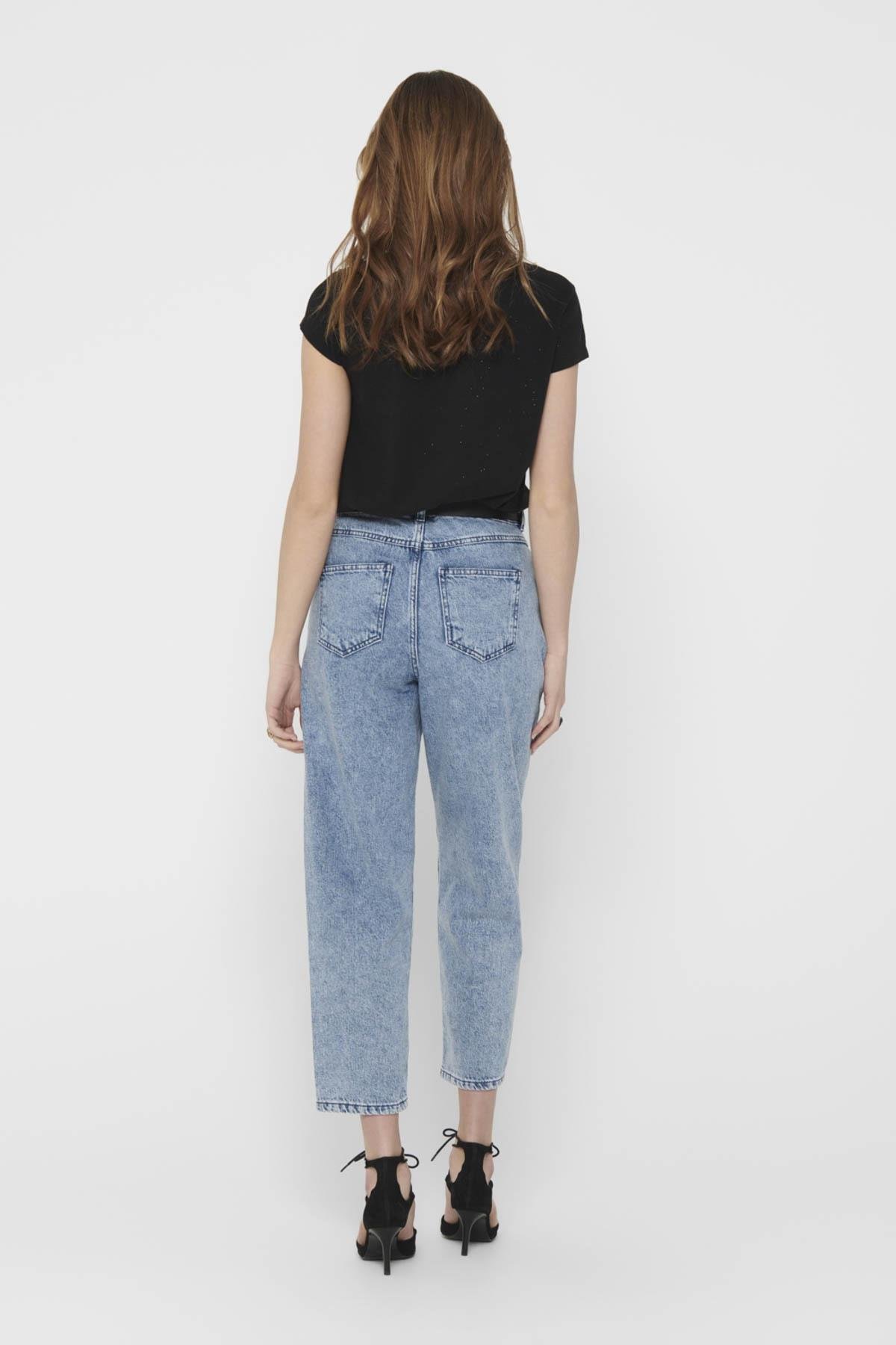 Only Kadın Mavi Açık Mavi Pili Detaylı Havuç Pantolon Carrot Jean 15200166  - Only - 15200166