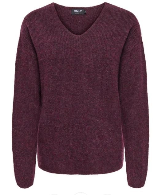 ONLY KADIN ONLCAMILLA V-NECK L/S BORDO KAZAK - 15204588 - Only - 15204588 - B
