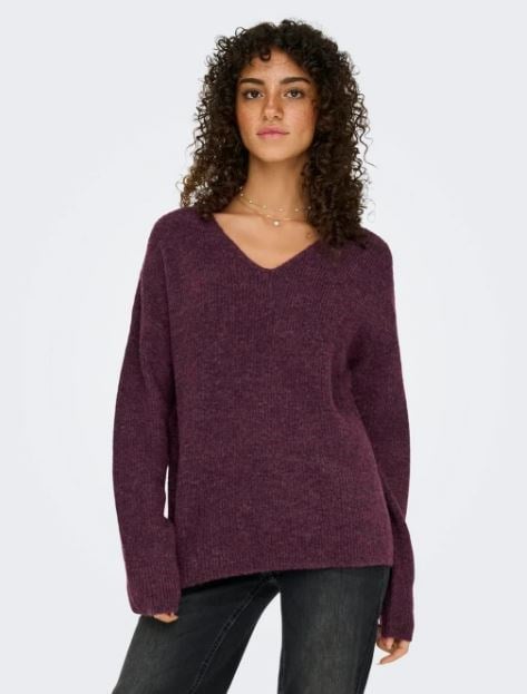 ONLY KADIN ONLCAMILLA V-NECK L/S BORDO KAZAK - 15204588 - Only - 15204588 - B