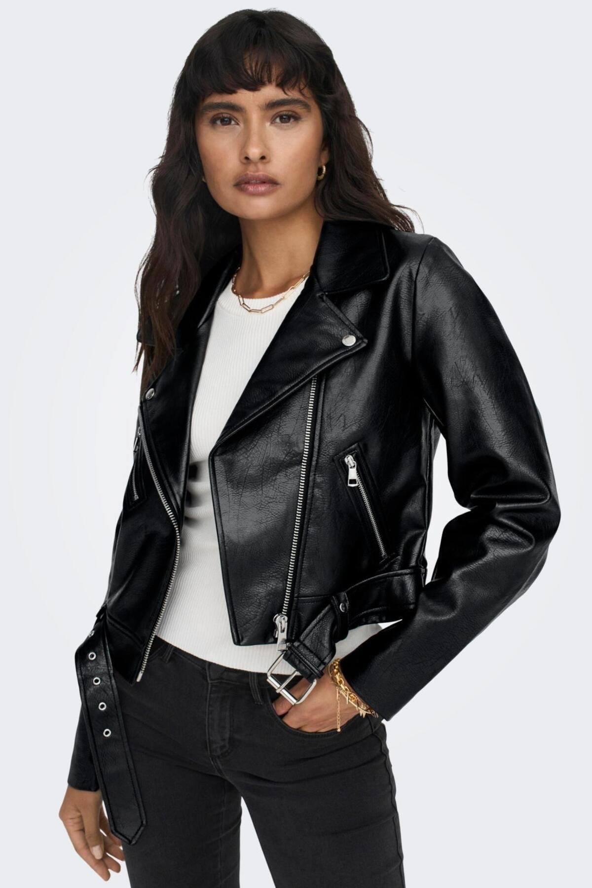 Only Kadın Onlnewvera Faux Leather Biker Kadın Deri Ceket - 15296592 - Only - 15296592