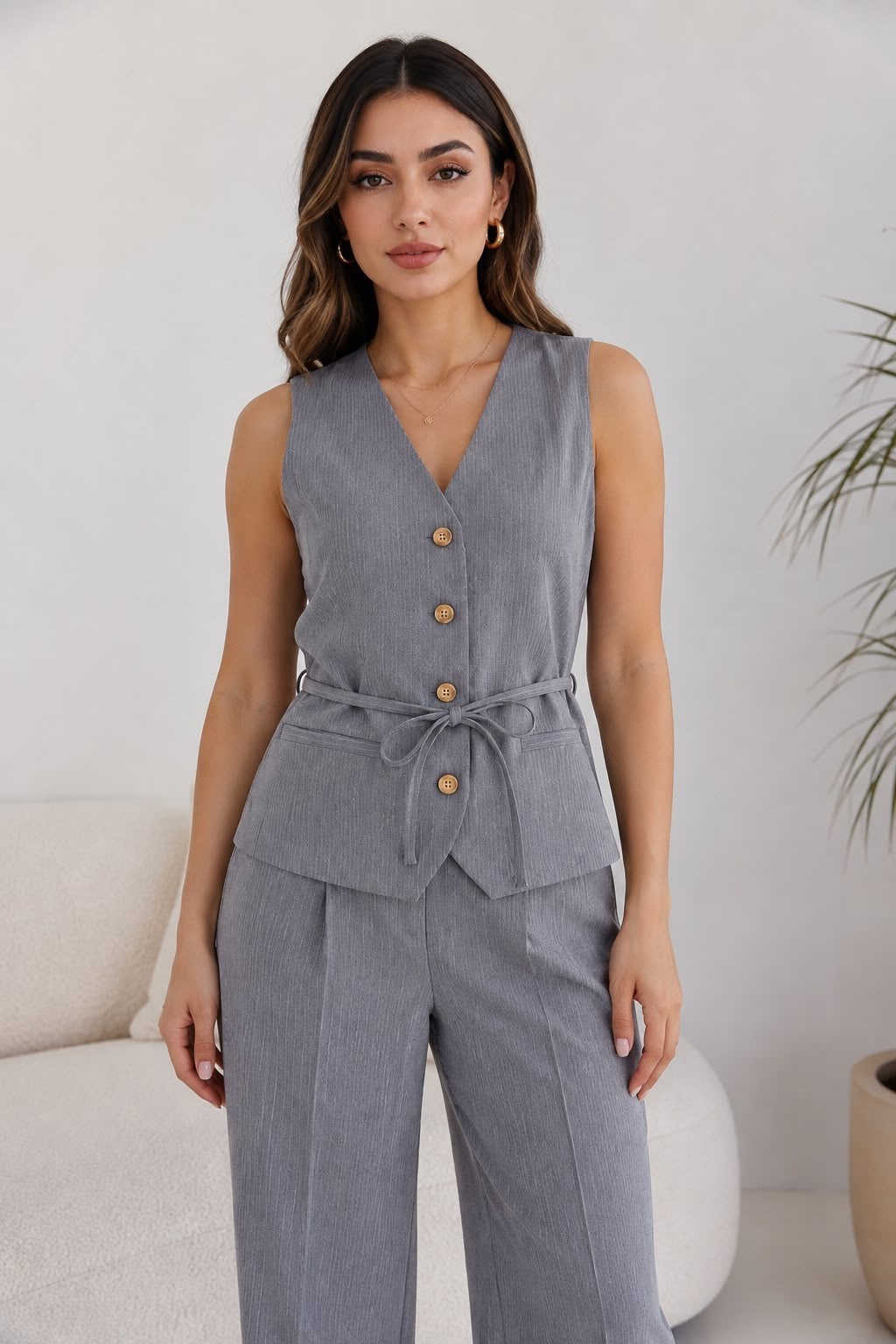 ONLY KADIN ONLNIVA S/L BELT GRİ YELEK - 15376495 - Only - 15376495