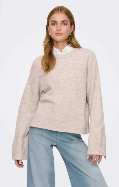 ONLY KADIN ONLSIMONI L/S O-NECK BEJ KAZAK - 15368976 - Only - 15368976