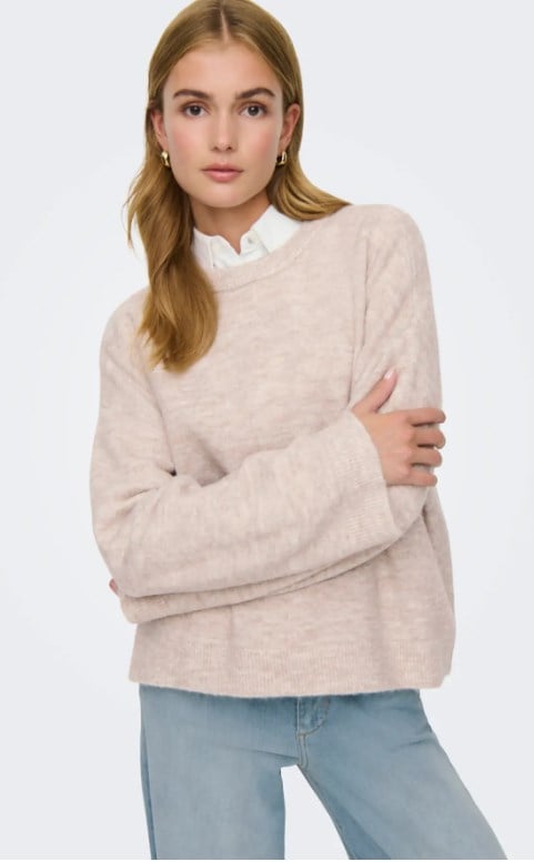 ONLY KADIN ONLSIMONI L/S O-NECK BEJ KAZAK - 15368976 - Only - 15368976