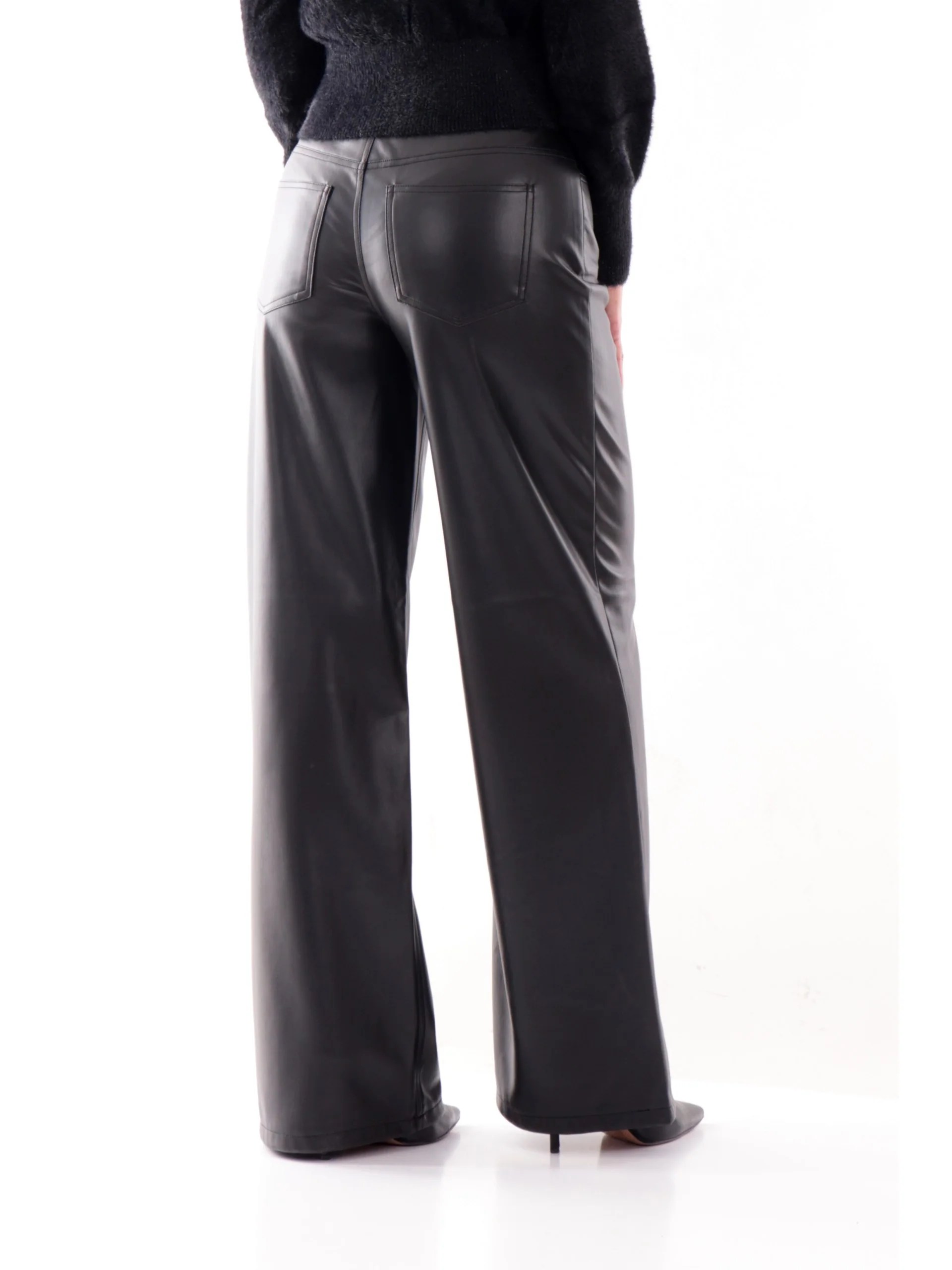 Only Kadın Onlsmooth Bol Paça Deri Siyah Pantolon - 15376854  - Only - 15376854