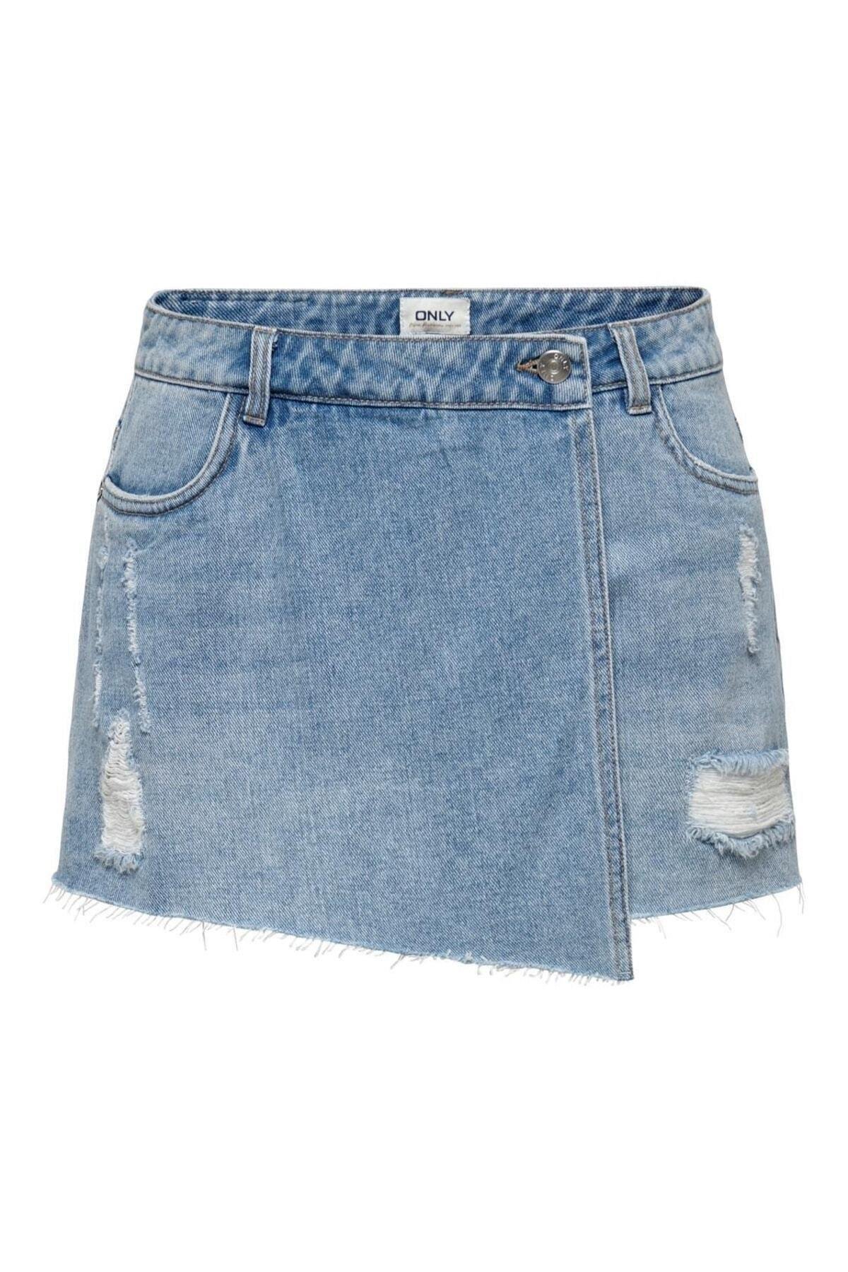 Only Kadın Onltexas Life Reg Denim Kadın Kot Şort Etek Açık Mavi - 15227220 - Only - 15227220