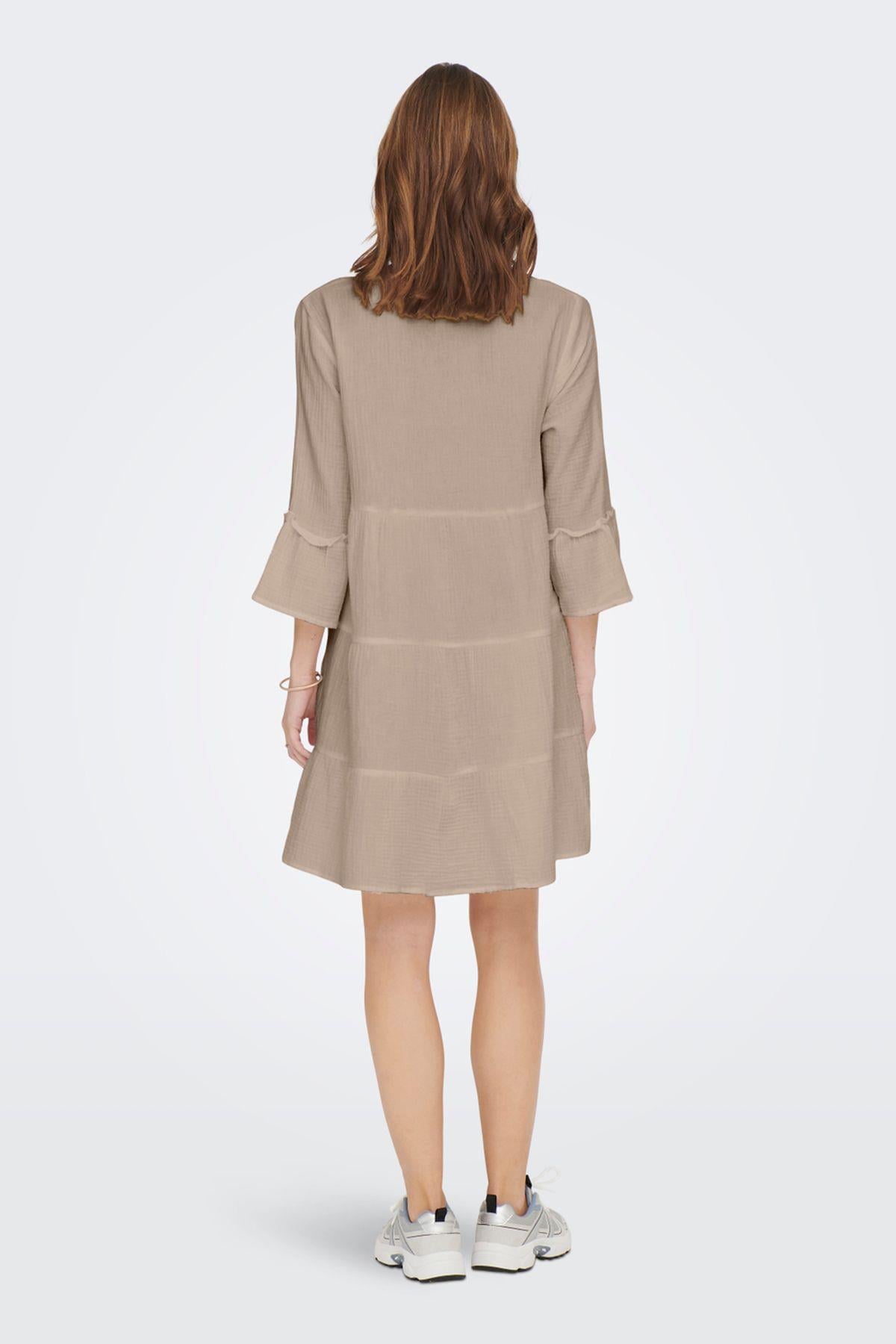 Only Kadın Onlthyra Organik Pamuklu Regular Fit V Yaka Mini Elbise  Elbise - 15267999 - Only - muk-15267999