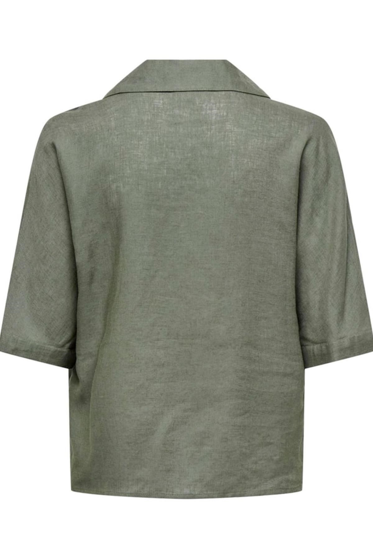 Only Kadın ONLTOKYO LIFE SS LINEN BL SHIRT Yeşil Gömlek - 15314215  - Only - 15314215 - Y