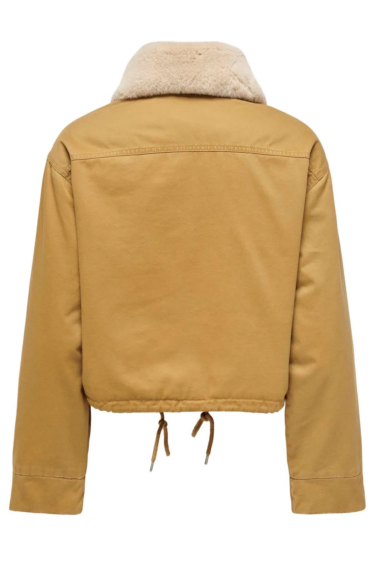 Only Kadın Onlvics Canvas Kürklü Yaka Jacket Bej Mont -15325947 - Only - 15325947