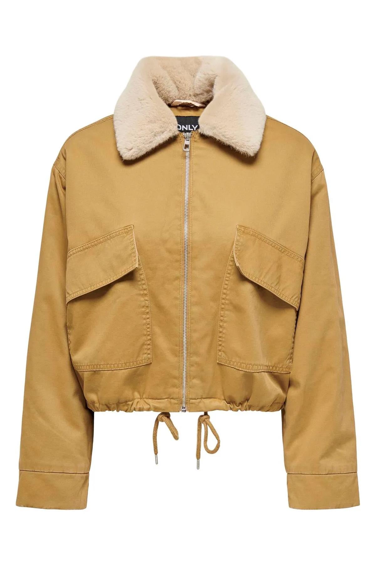 Only Kadın Onlvics Canvas Kürklü Yaka Jacket Bej Mont -15325947 - Only - 15325947