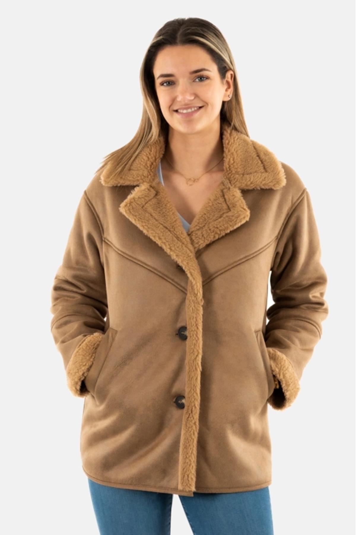 Only Kadın Onlylva Coat Taba Kürklü Mont - 15322037 - Only - 15322037