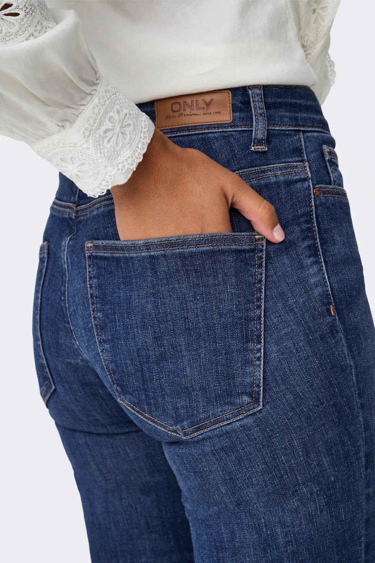 Only Kadın Orta Bel Geniş Paça Mavi Kot Pantolon - 15337824 - Only - 15337824