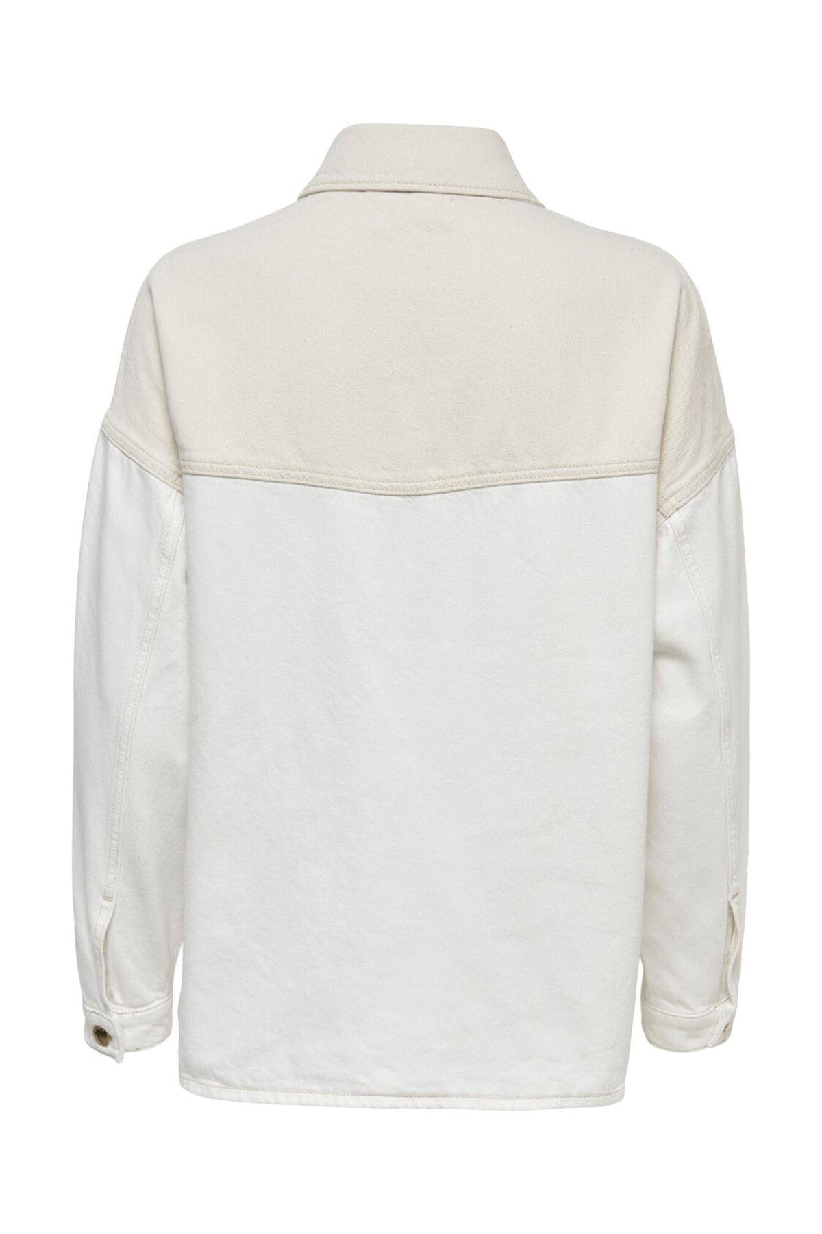Only Kadın Oversize Beyaz Kot Ceket Shacket 15267245 - Only - 15267245