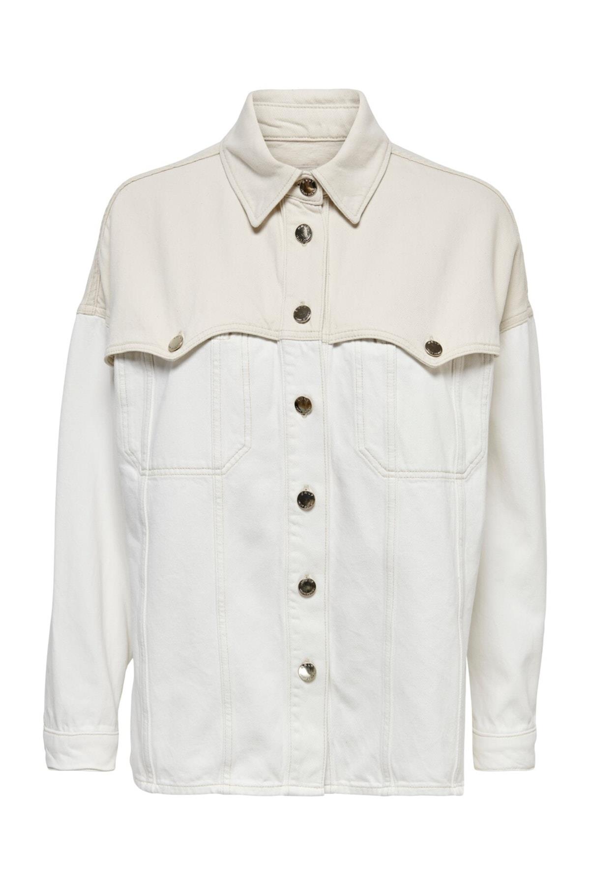 Only Kadın Oversize Beyaz Kot Ceket Shacket 15267245 - Only - 15267245
