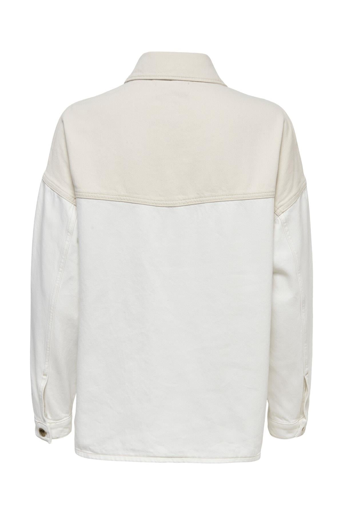 Only Kadın Oversize Beyaz Kot Ceket Shacket 15267245 - Only - 15267245