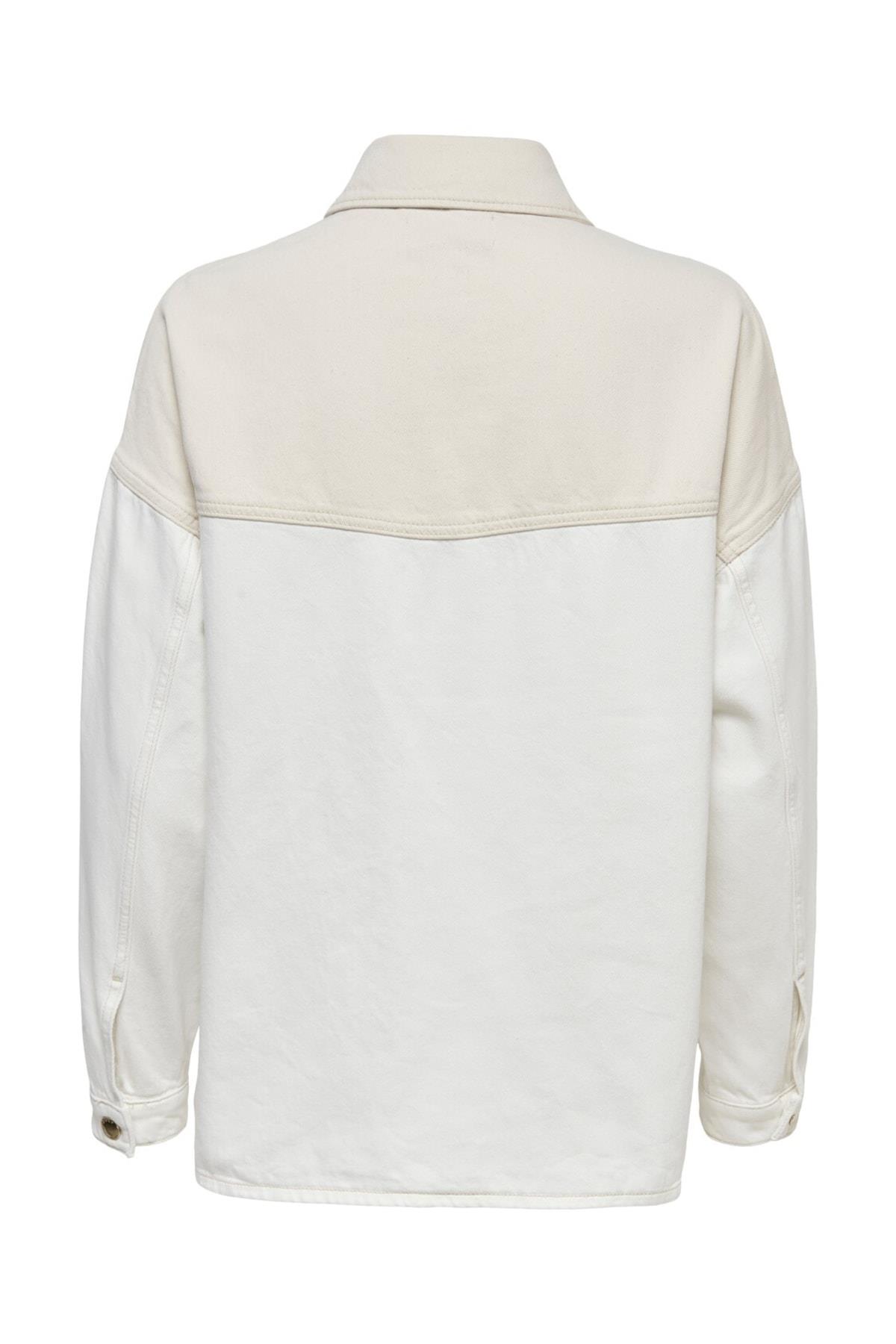 Only Kadın Oversize Beyaz Kot Ceket Shacket 15267245 - Only - 15267245