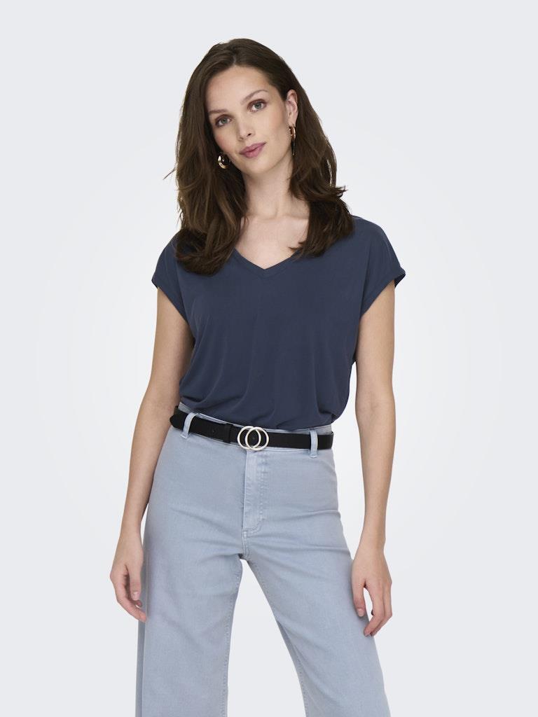 Only Kadın Regular Fit V Yaka Basic T-Shirt - 15326642 - Only - 15326642-V