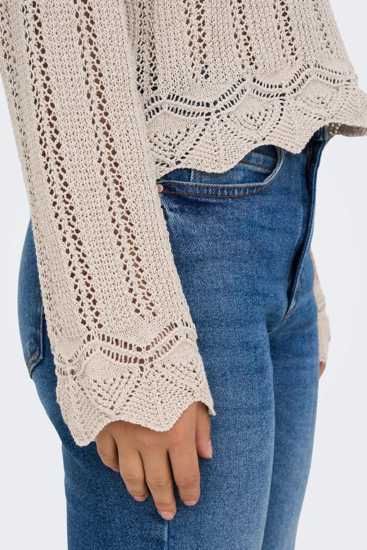 Only Kadın Regular Fit V Yaka Bej Örme Kazak - 15339529 - Only - 15339529-2