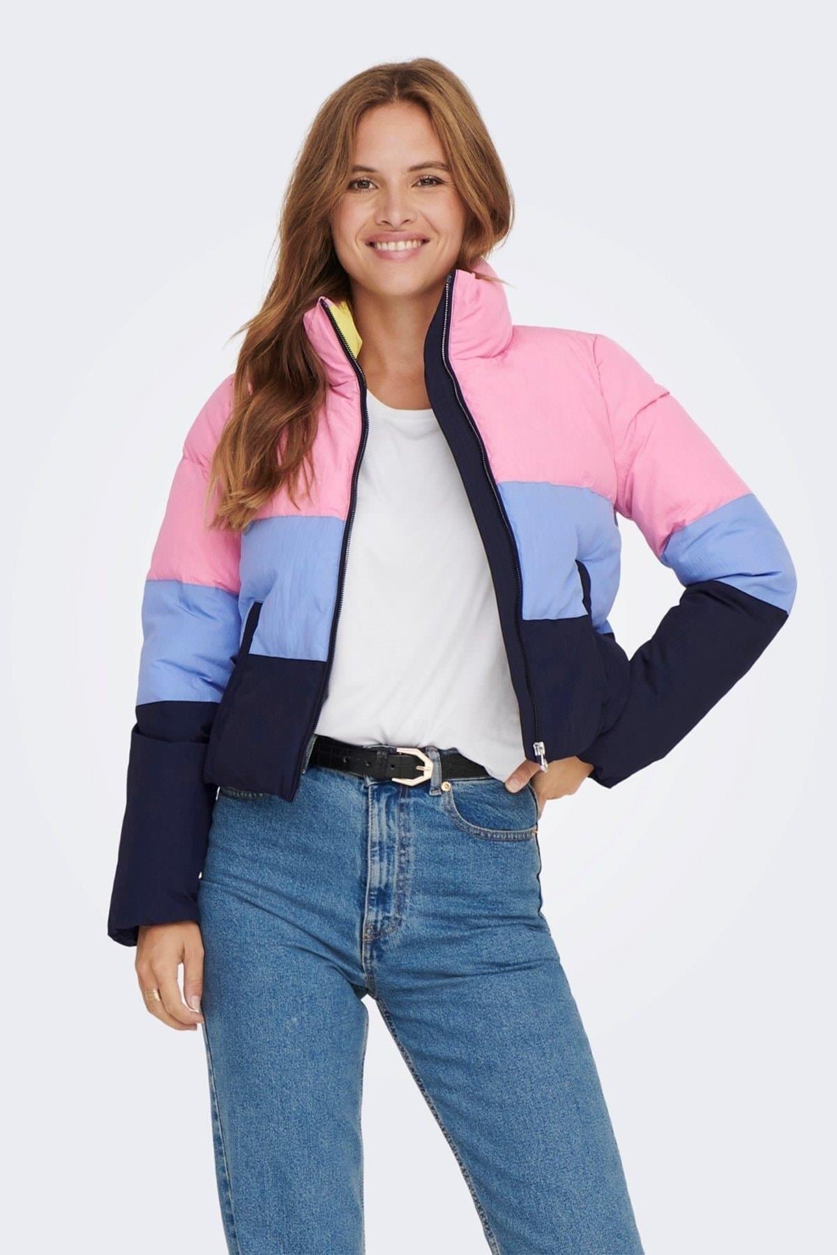 Only Kadın Renkli Onldolly Block Puffer Şişme Mont - 15262970 - Only - 15262970