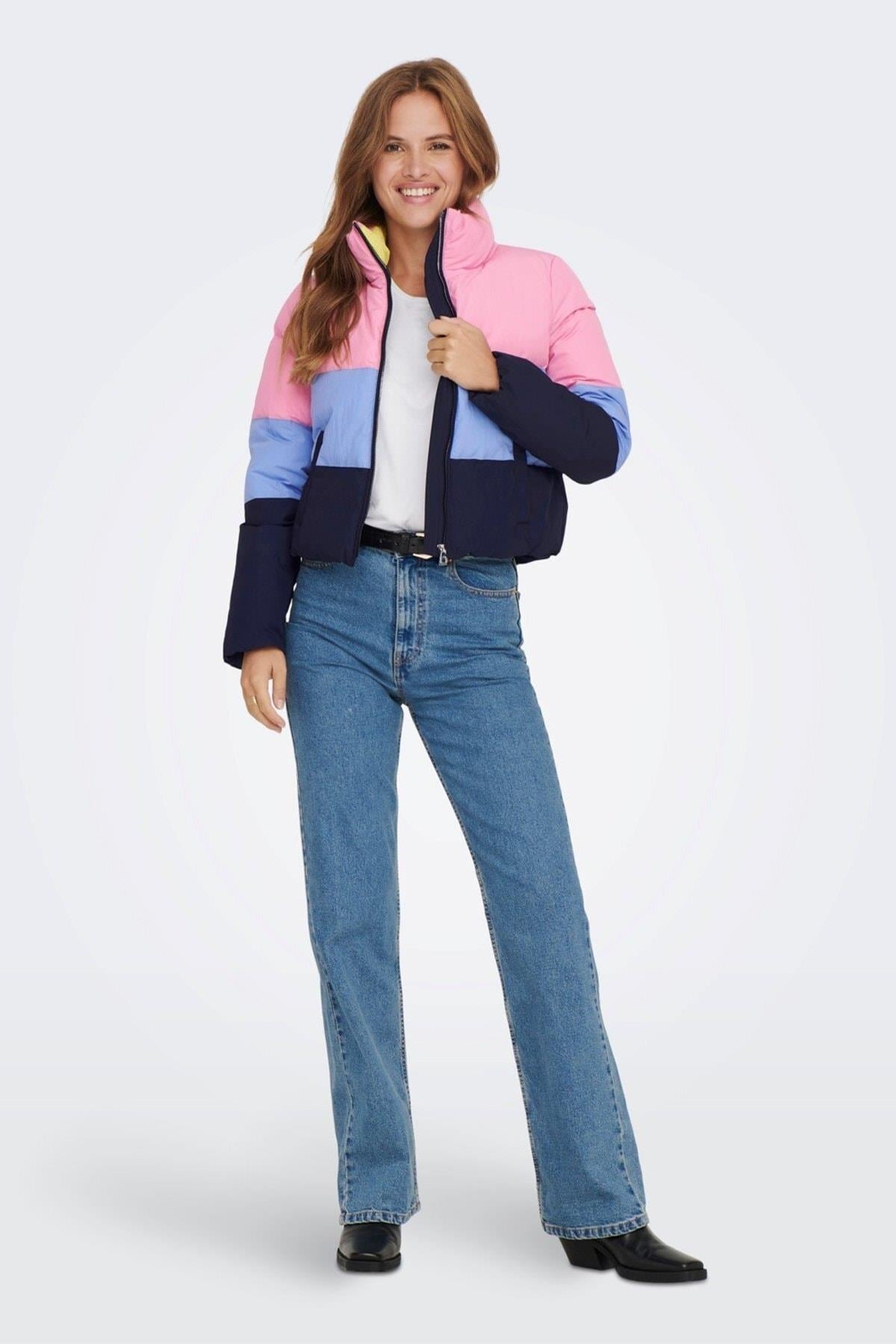 Only Kadın Renkli Onldolly Block Puffer Şişme Mont - 15262970 - Only - 15262970