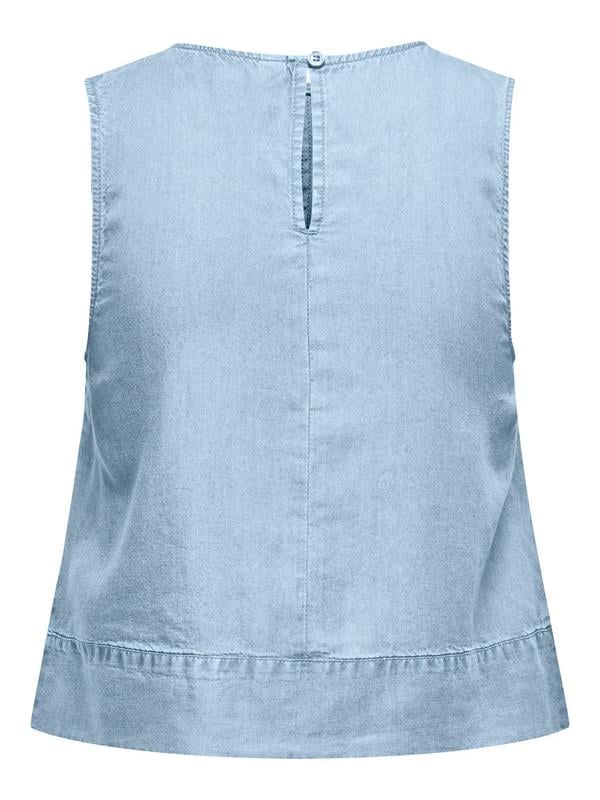 Only Kadın Sıfır Kollu Bol Kesim Mavi Bluz - 15363996 - Only - 15363996