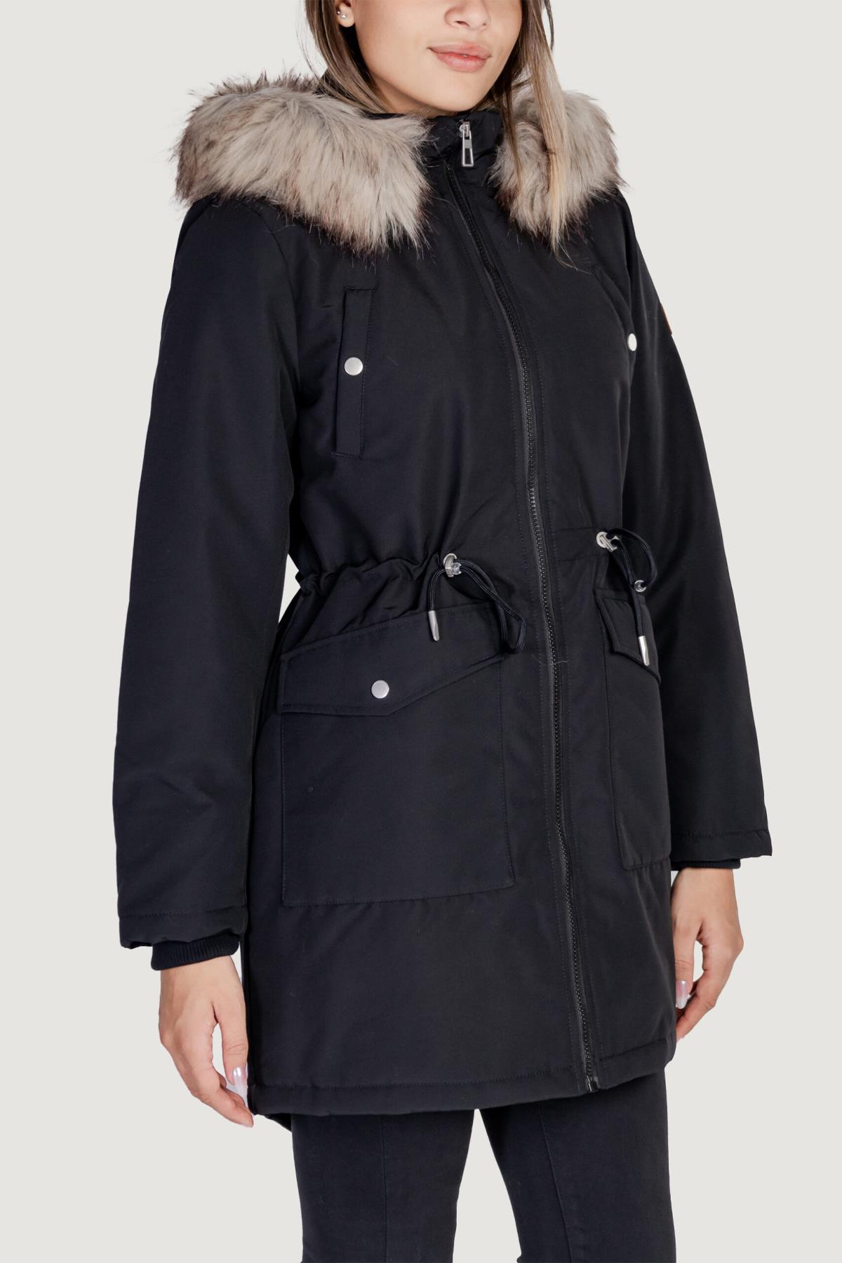 Only Kadın Siyah Kürklü Parka Jacket Life Mont - 15322159 - Only - muk-15322159