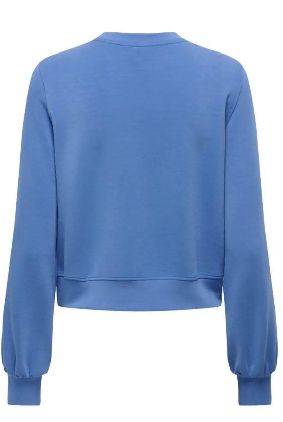 Only Kadın Yuvarlak Yaka Mavi Sweatshirt - 15369155 - Only - 15369155