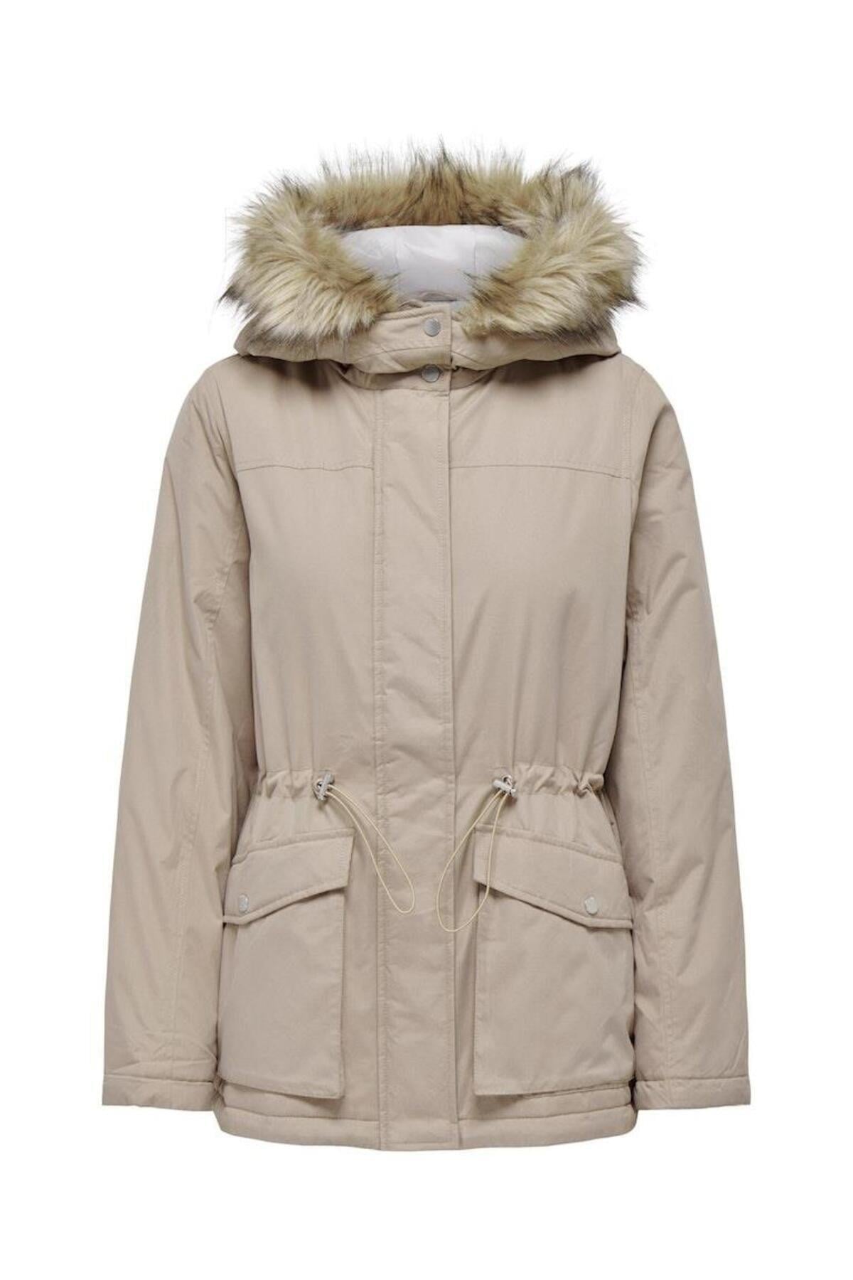 Only Lucia Kürklü Kapüşonlu Kadın Parka Mont 15293847 - Only - 15293847-Weathered