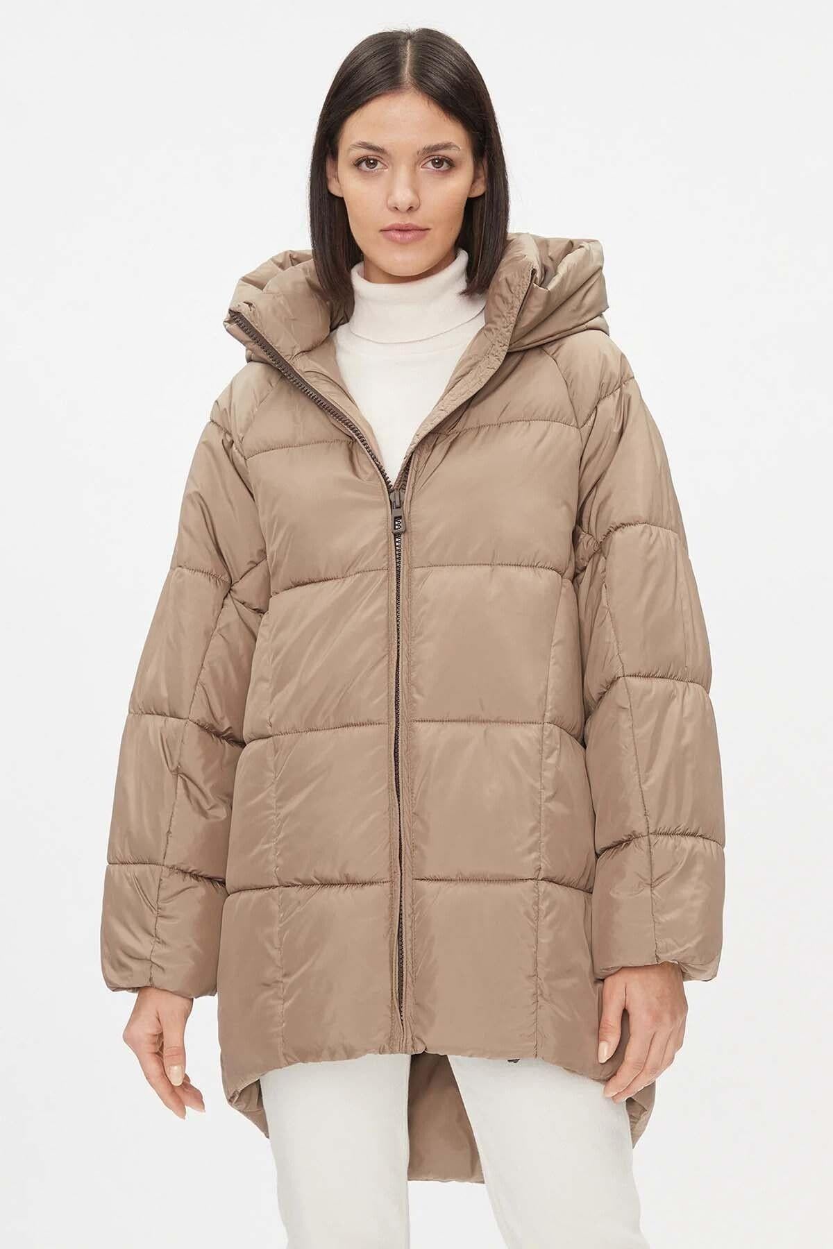 Only Rahat Kalıp Asta Oversize Puffer Kadın Mont Parka - 15293818 - Only - 15293818-Walnut