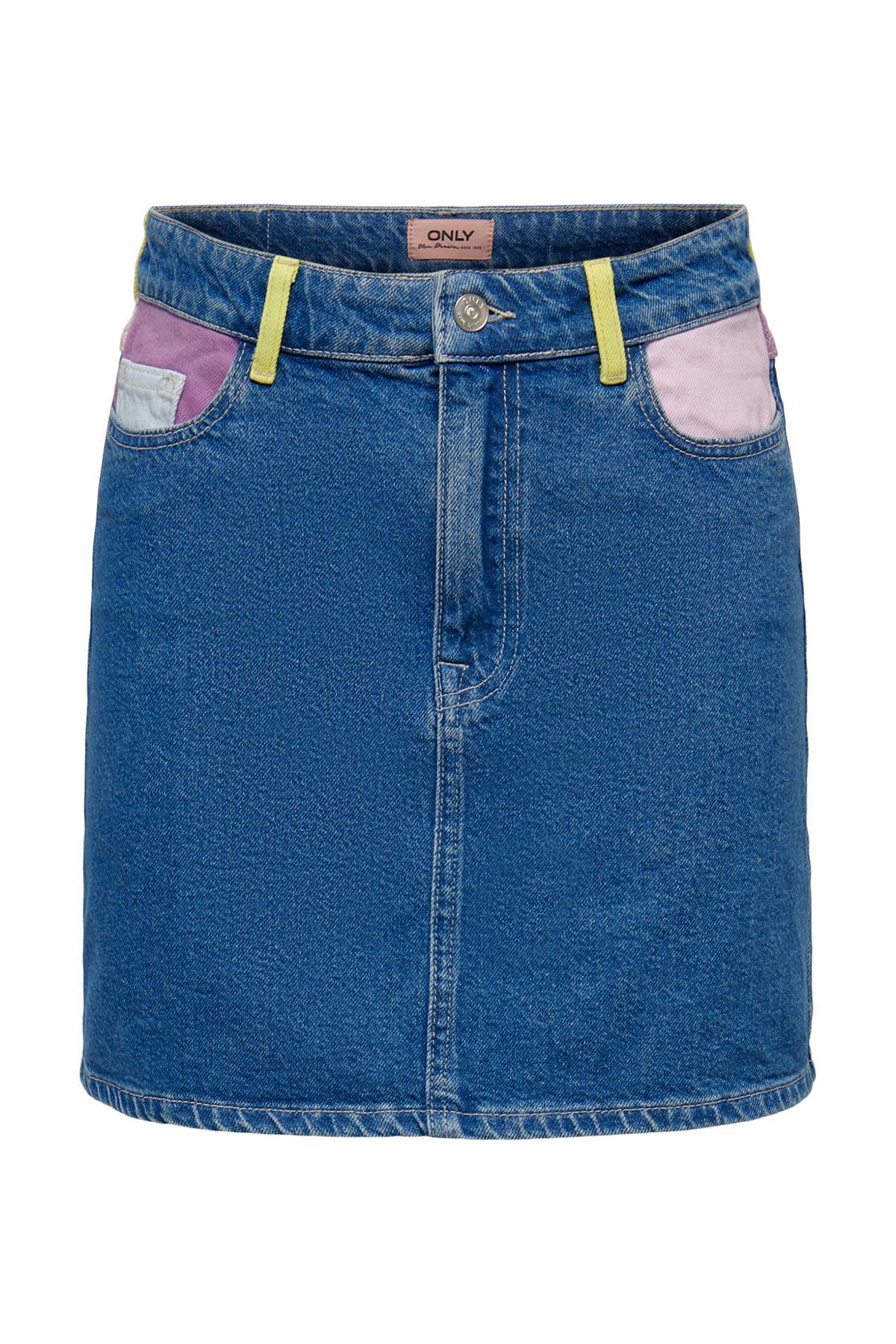Only Renkli Detaylı Denim Kot Kadın Etek ONLROSE - 15259846 - Only - 15259846