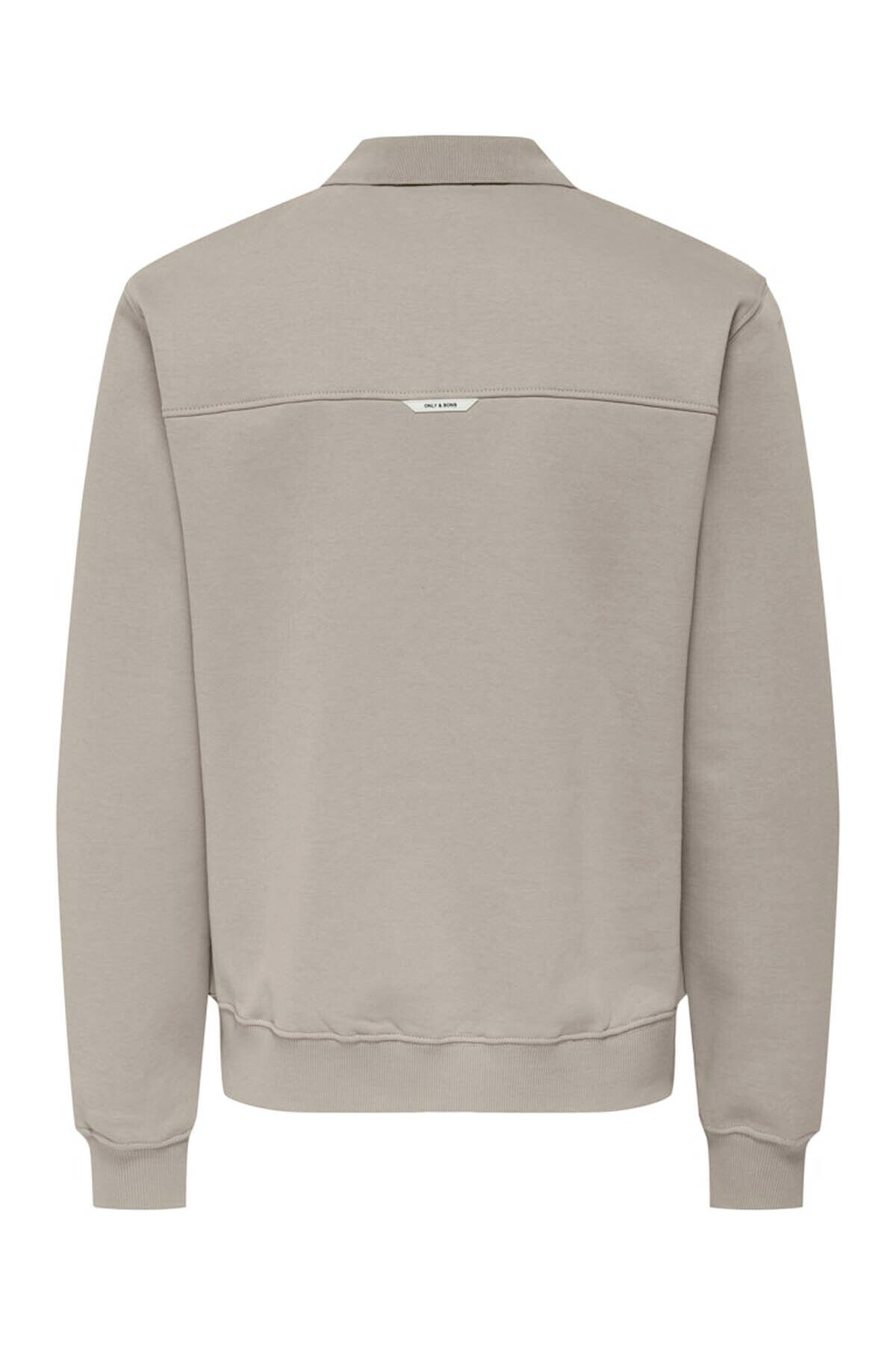 Only & Sons Abbott Erkek Fermuarlı Gri Polo Sweatshirt-22030633 - Only & Sons - 22030633-G