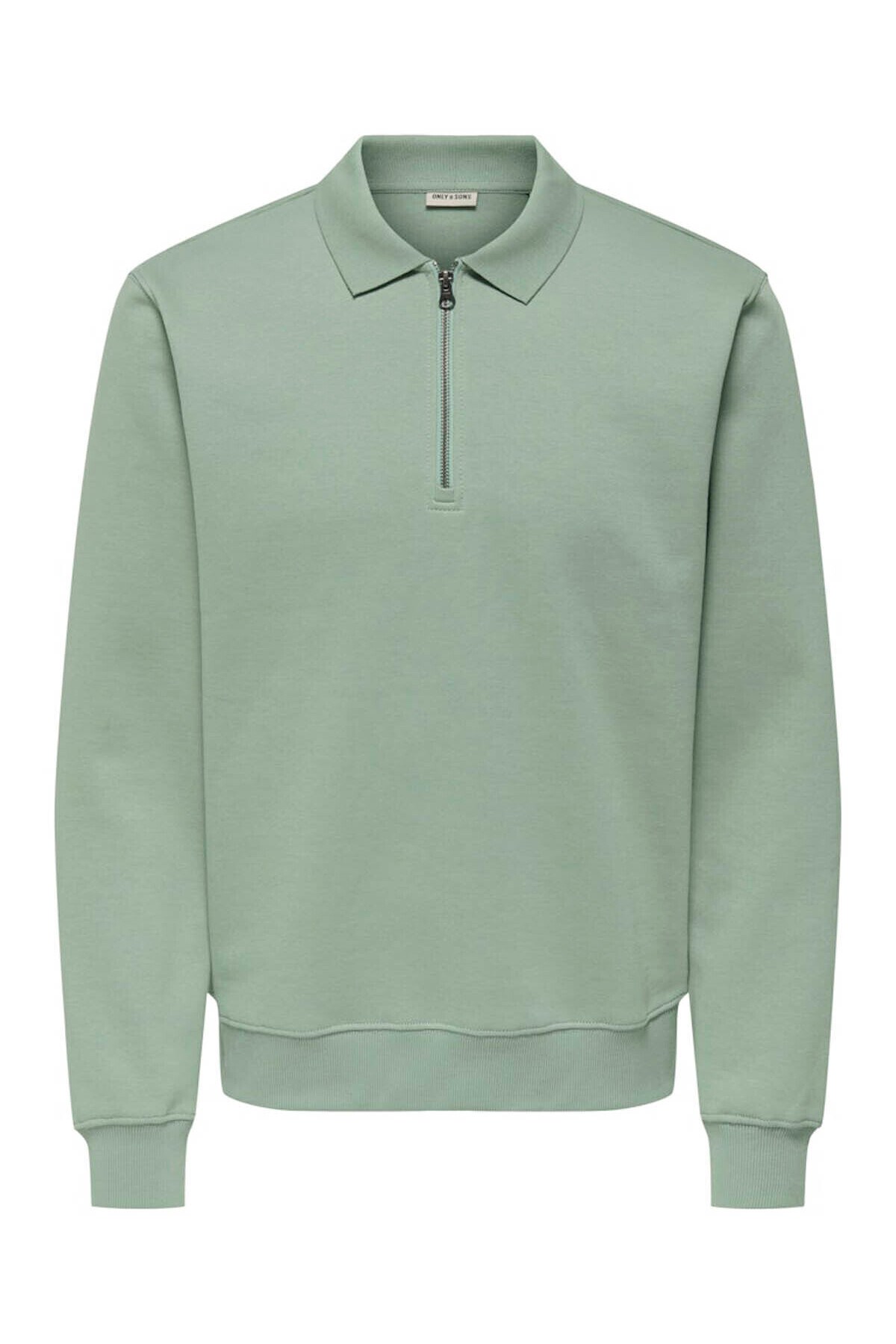 Only & Sons Abbott Erkek Fermuarlı Siyah Polo Sweatshirt-22030633 - Only & Sons - 22030633-Y