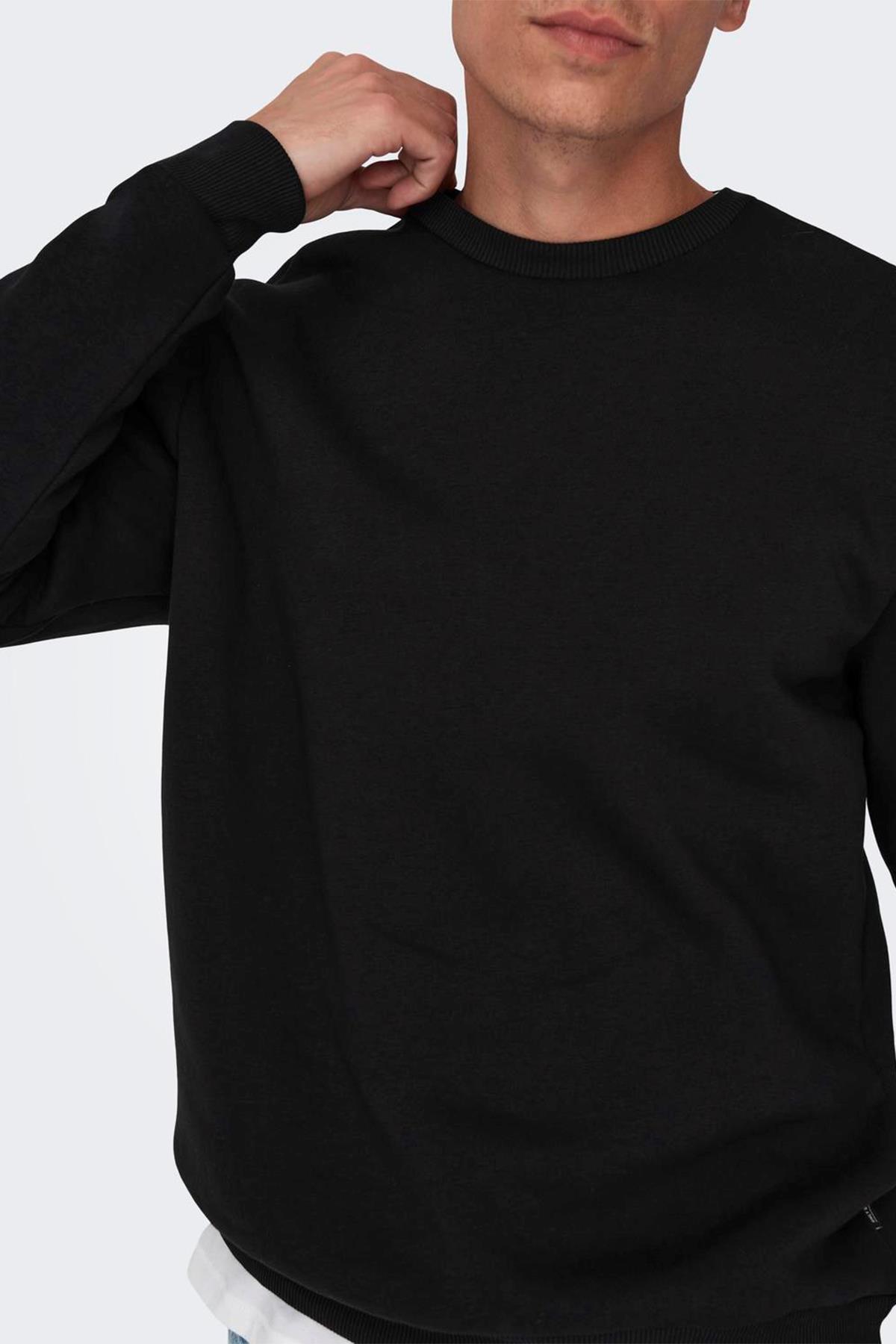 Only & Sons Ceres Life Erkek Siyah Basic Sweatshirt - 22018683-Black - Only & Sons - 22018683-Black