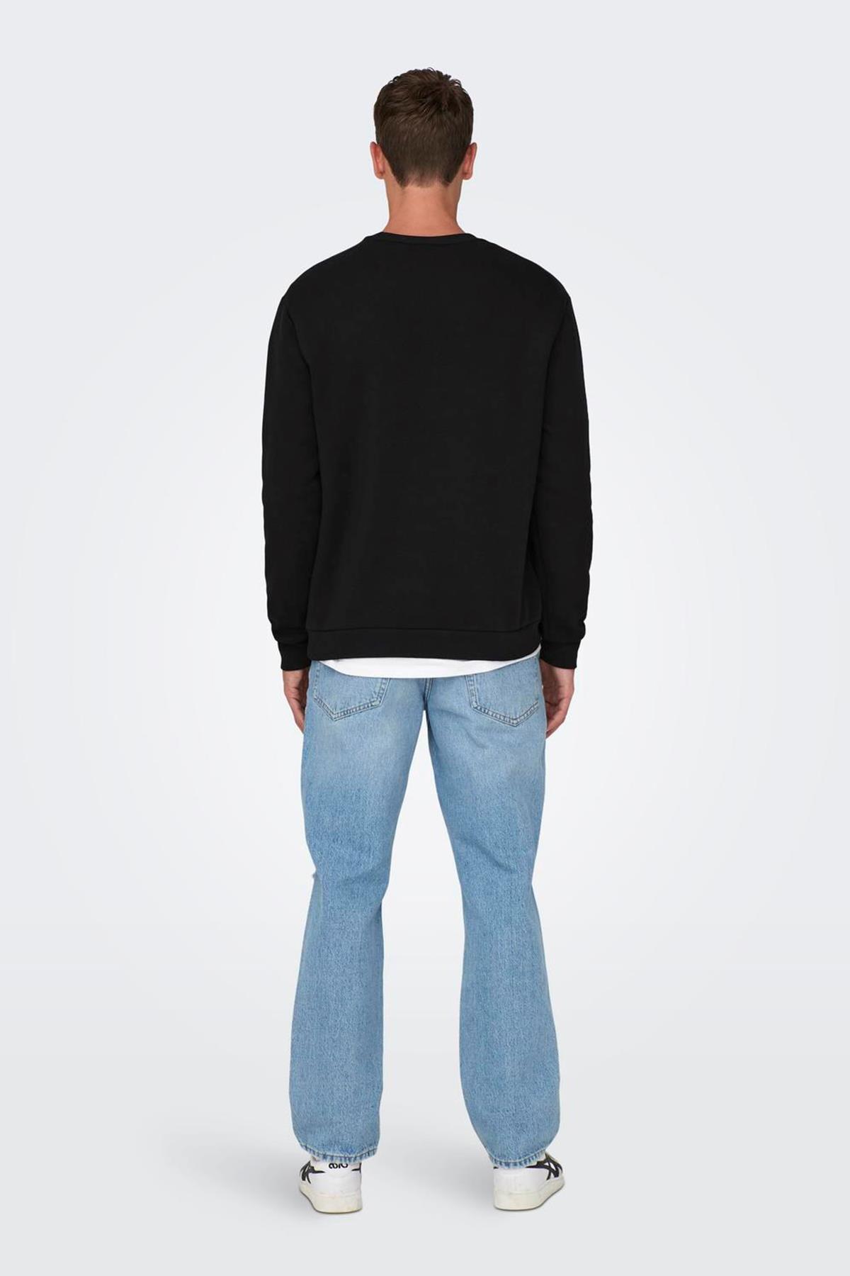 Only & Sons Ceres Life Erkek Siyah Basic Sweatshirt - 22018683-Black - Only & Sons - 22018683-Black