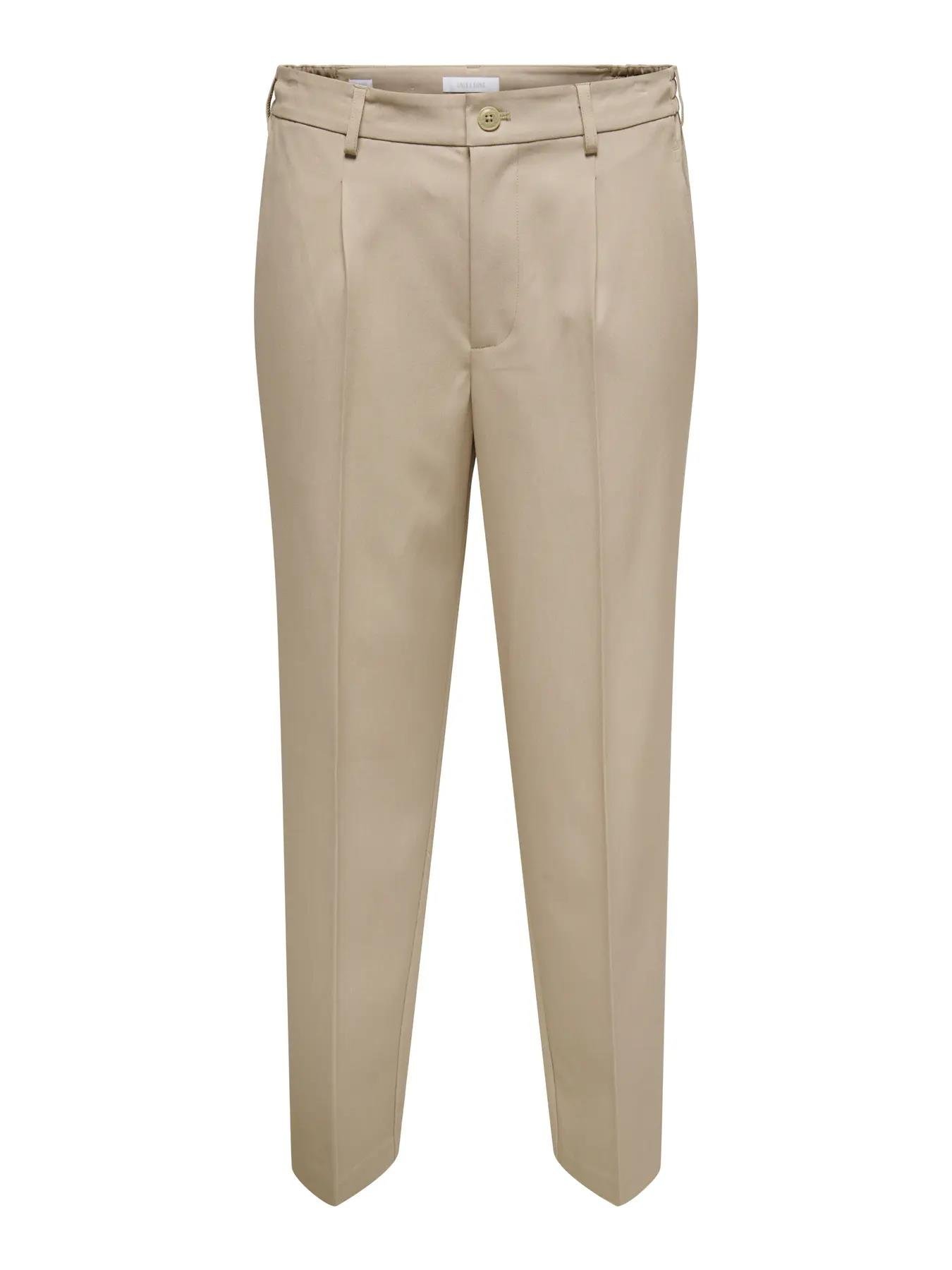 Only & Sons Erkek Chino Yandan Büzgülü Krem Pantolon - 22035160 - Only & Sons - 22035160-1