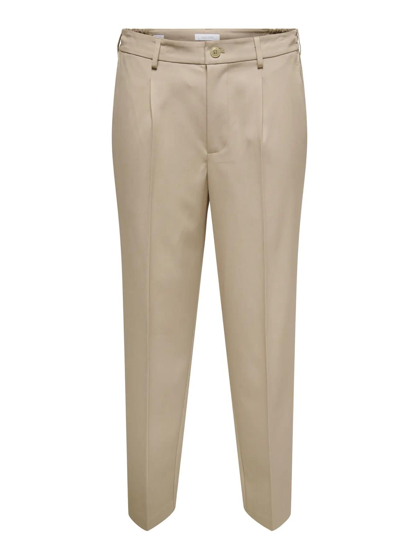 Only & Sons Erkek Chino Yandan Büzgülü Krem Pantolon - 22035160 - Only & Sons - 22035160-1