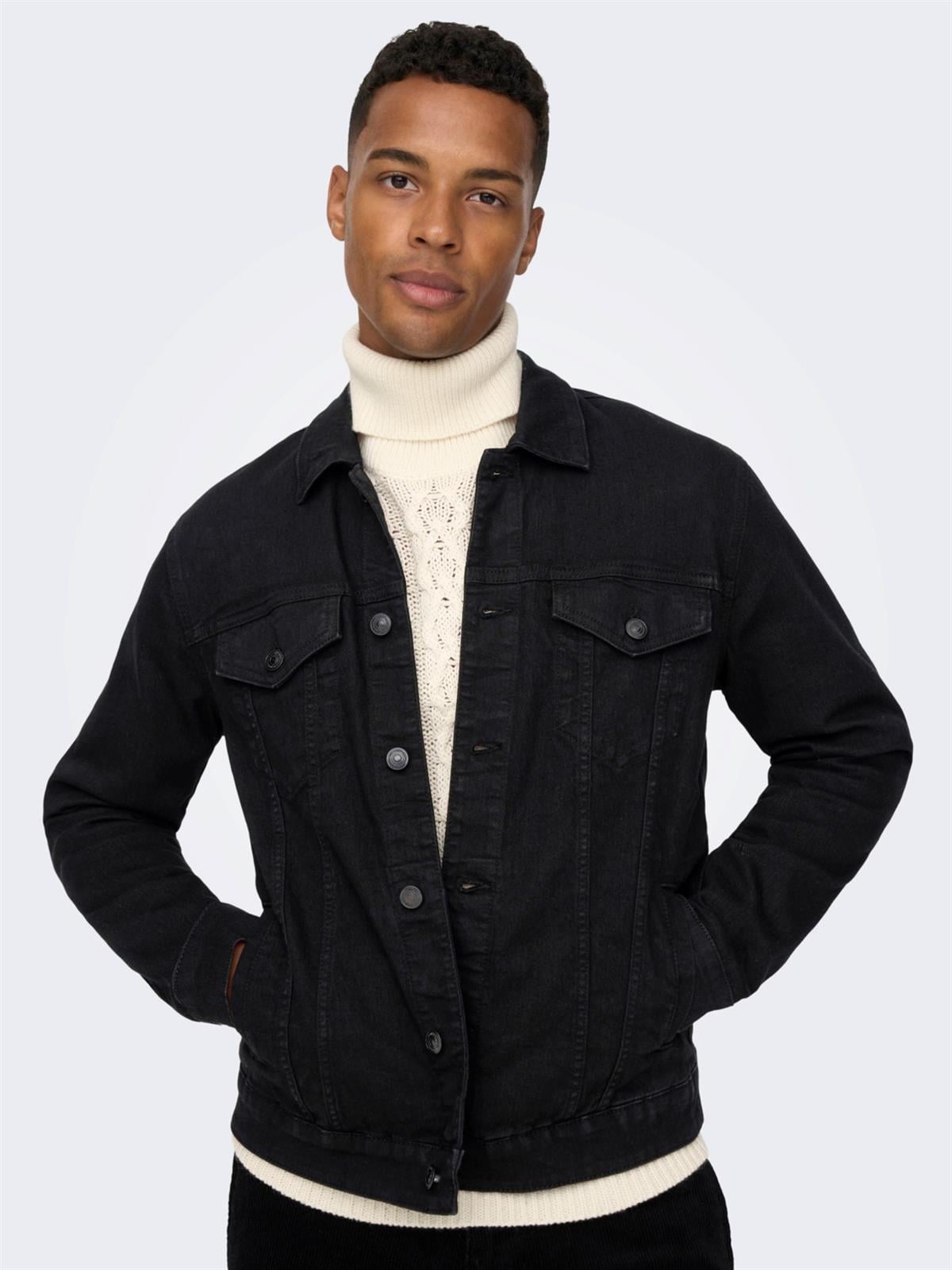 Only & Sons Erkek Denim Kot Ceket ONSCOIN BLACK 4332 JACKET 22024332 - Only & Sons - 22024332