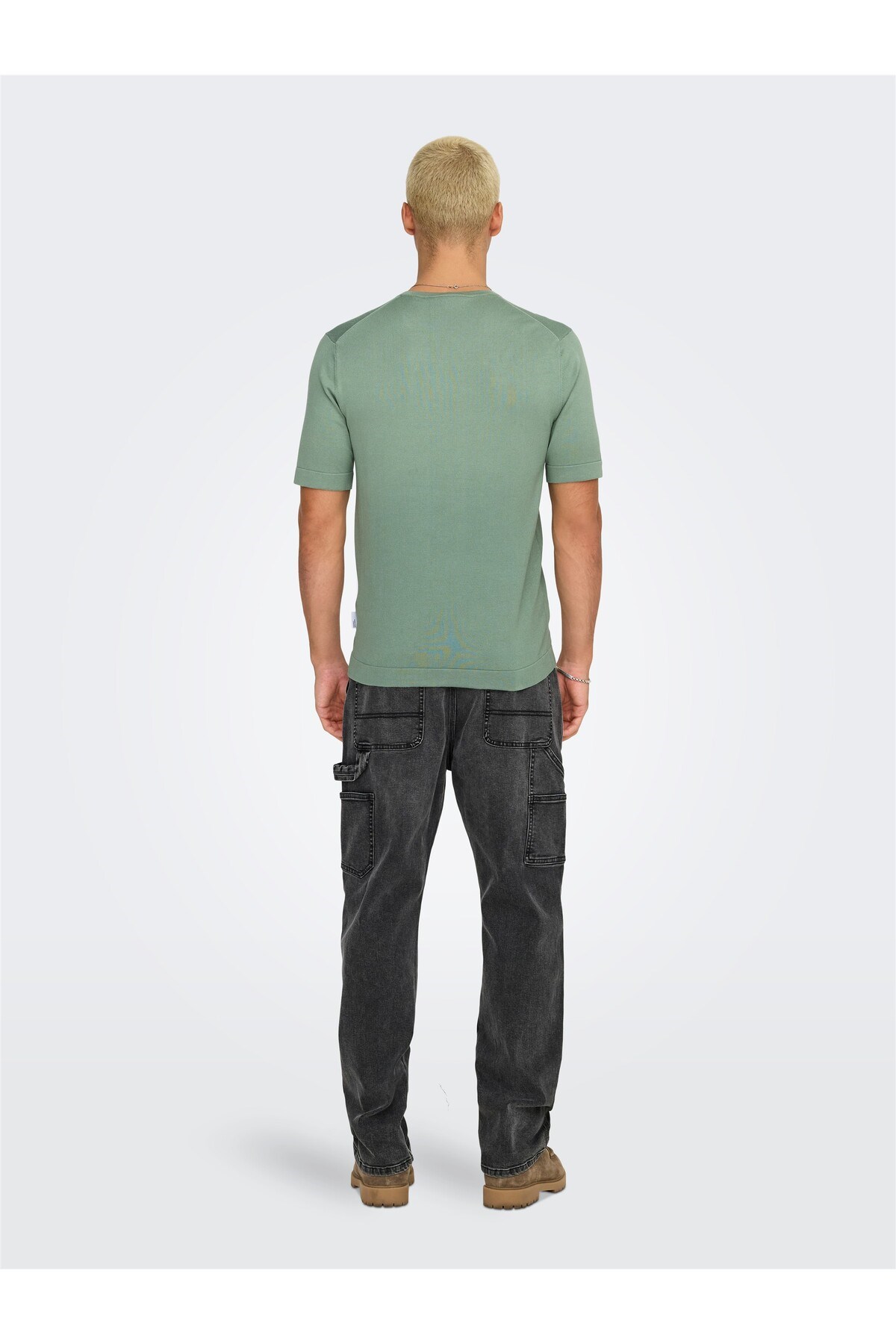 Only & Sons Erkek Düz Basic Yeşil T-Shirt-22022928 - Only & Sons - 22022928-5