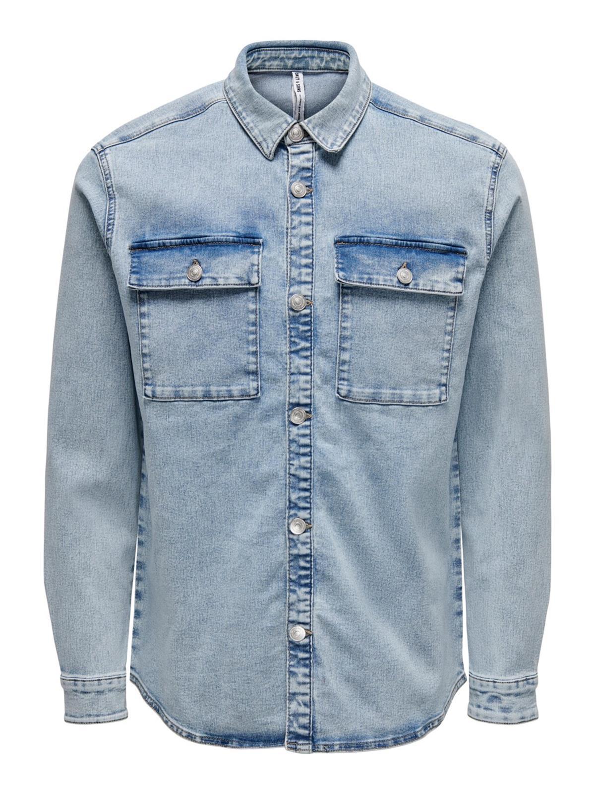 Only & Sons Erkek Gömlek ONSCAMON L. BLUE 4336 OVERSHIRT 22024336 - Only & Sons - 22024336