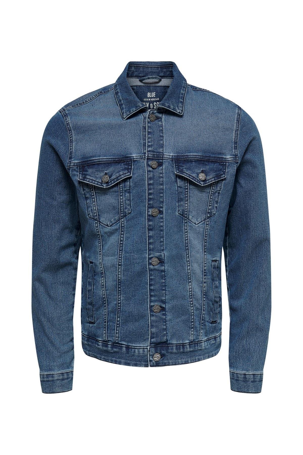 Only & Sons Erkek Kot Ceket Onscome Trucker Blue 22020757 - Only & Sons - 22020757