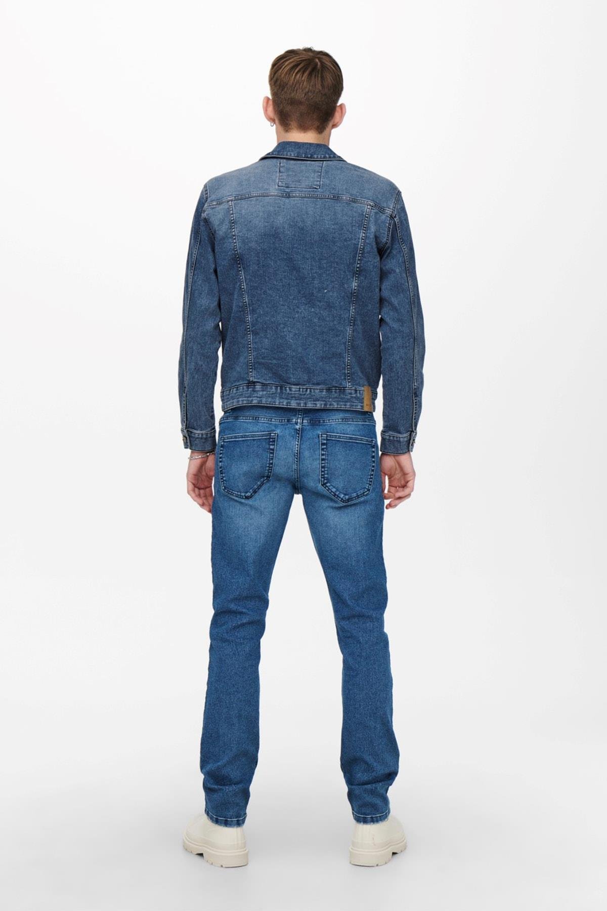 Only & Sons Erkek Kot Ceket Onscome Trucker Blue 22020757 - Only & Sons - 22020757