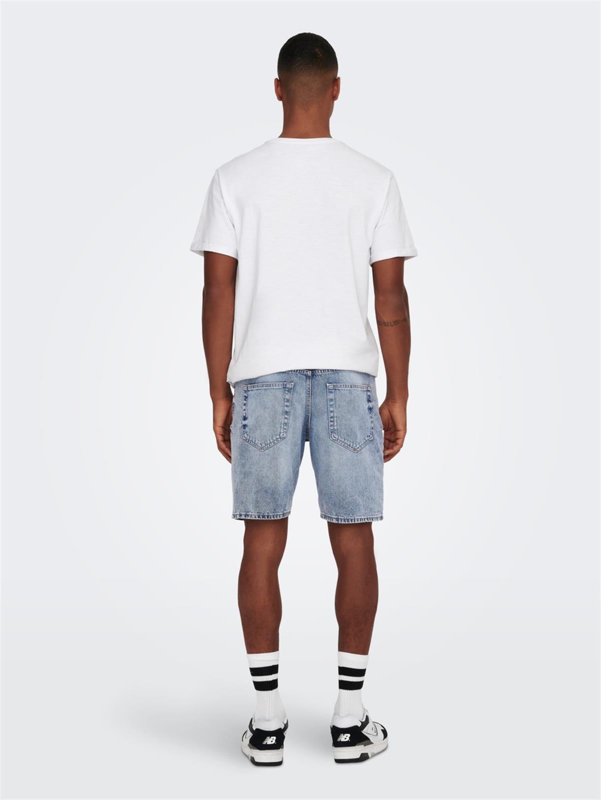 Only & Sons Erkek Kot Şort Denim ONSEDGE L. BLUE -  22024846 - Only & Sons - 22024846