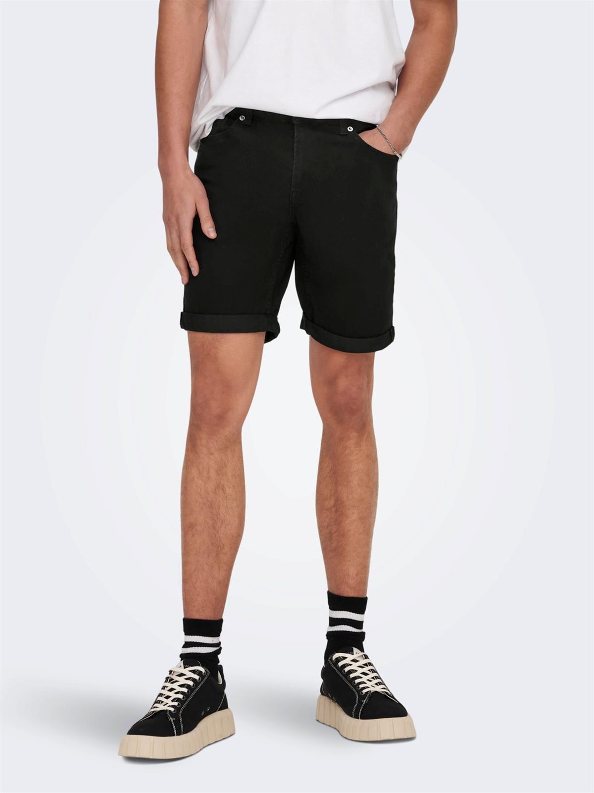 Only & Sons Erkek Kot Şort ONSPLY BLACK 4328 SHORTS-22024328 - Only & Sons - 22024328
